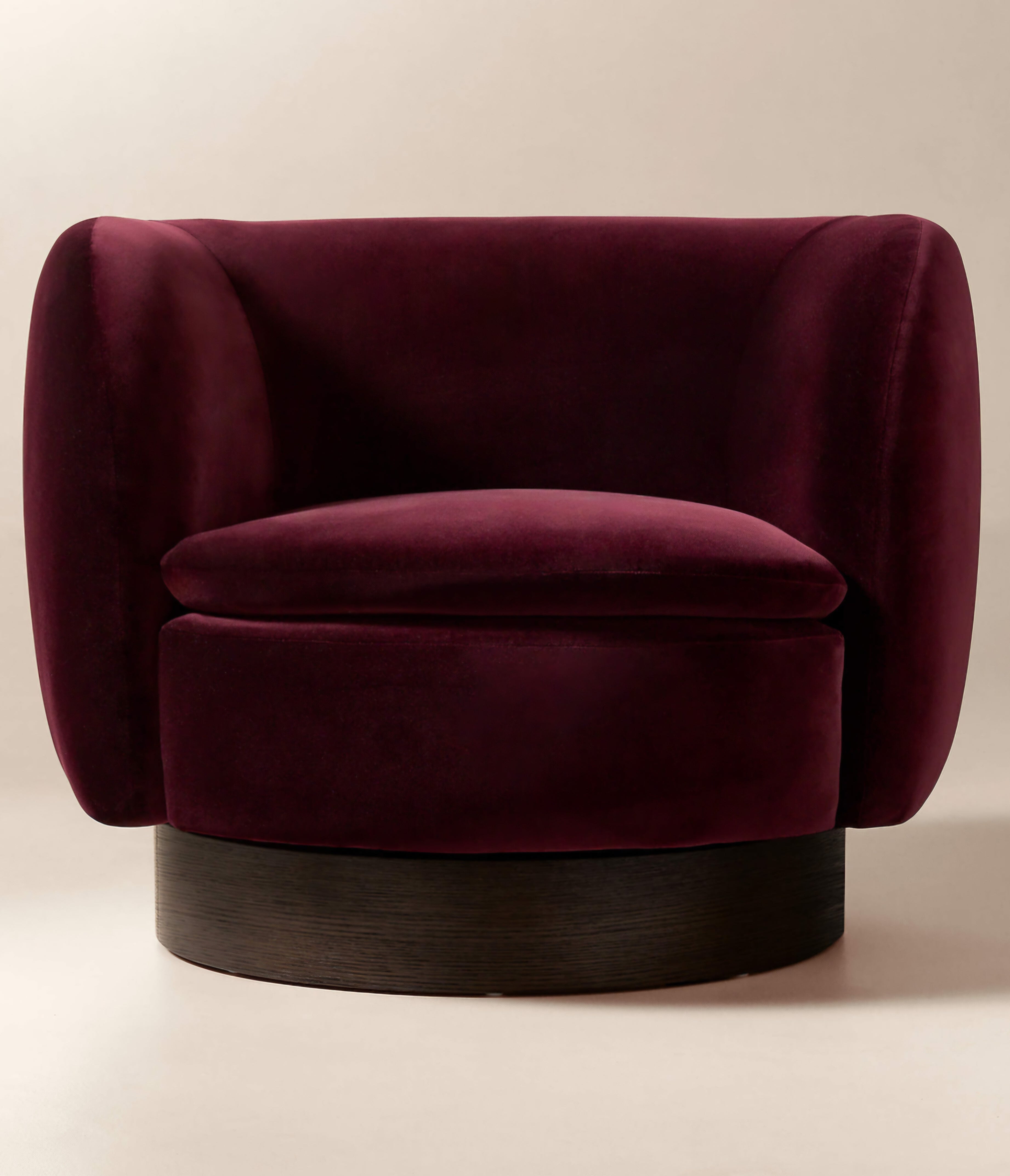 THE ONE × Muir — Taupe Velvet Swivel Chair