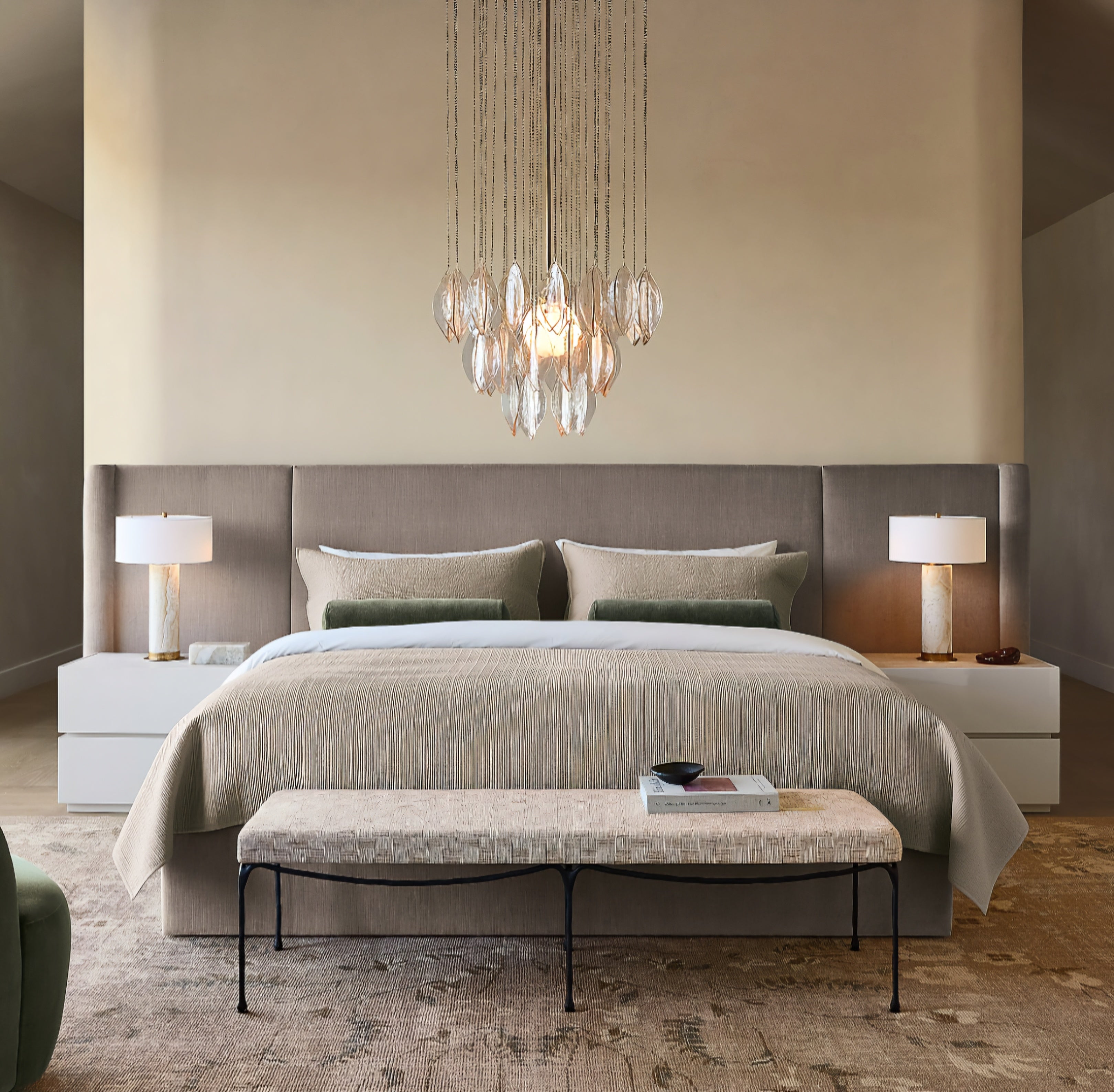 THE ONE × Abbott — Arctic Blue Velvet Upholstered Extended King Platform Bed