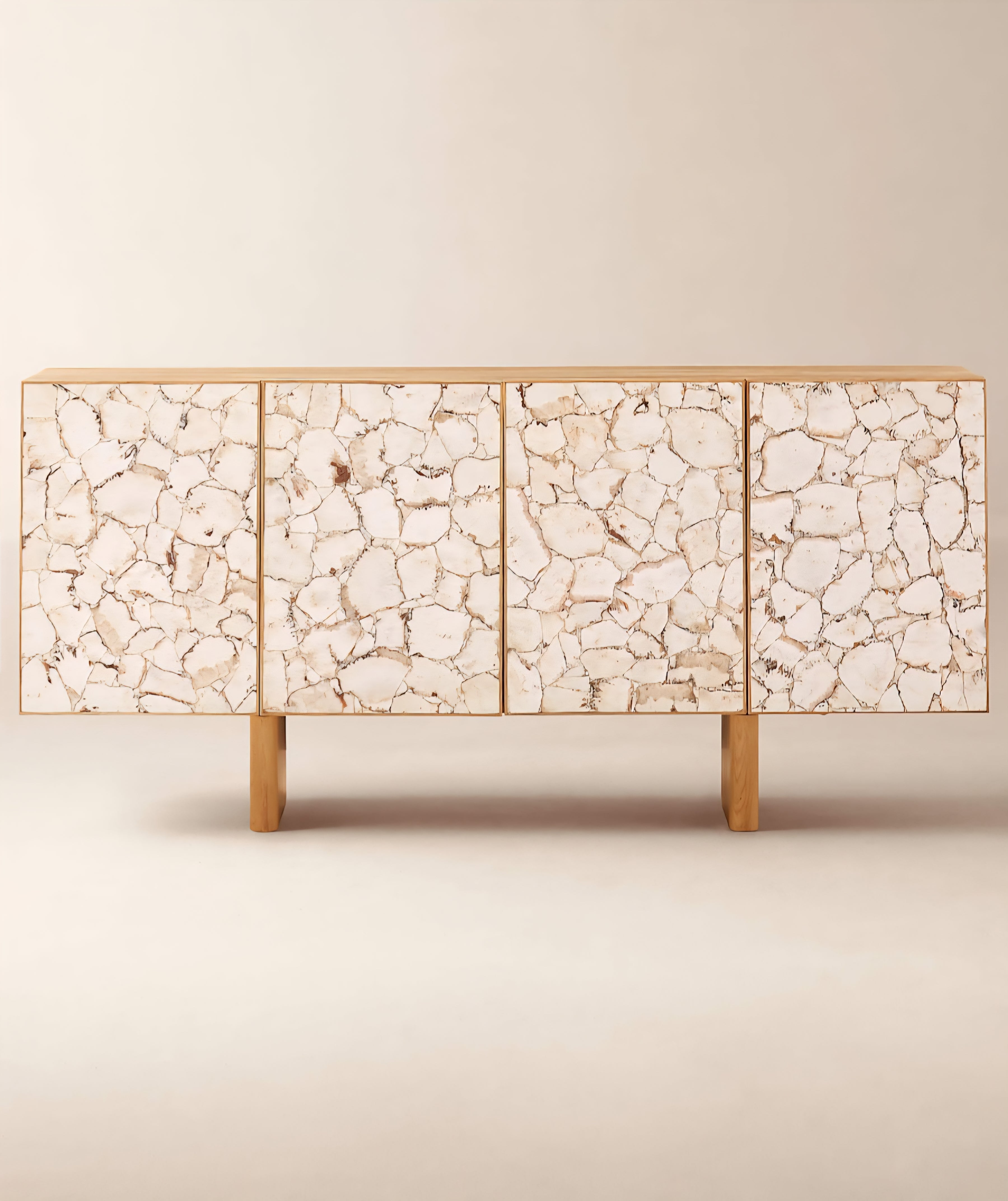 THE ONE × Lina — Stone and White Oak Credenza
