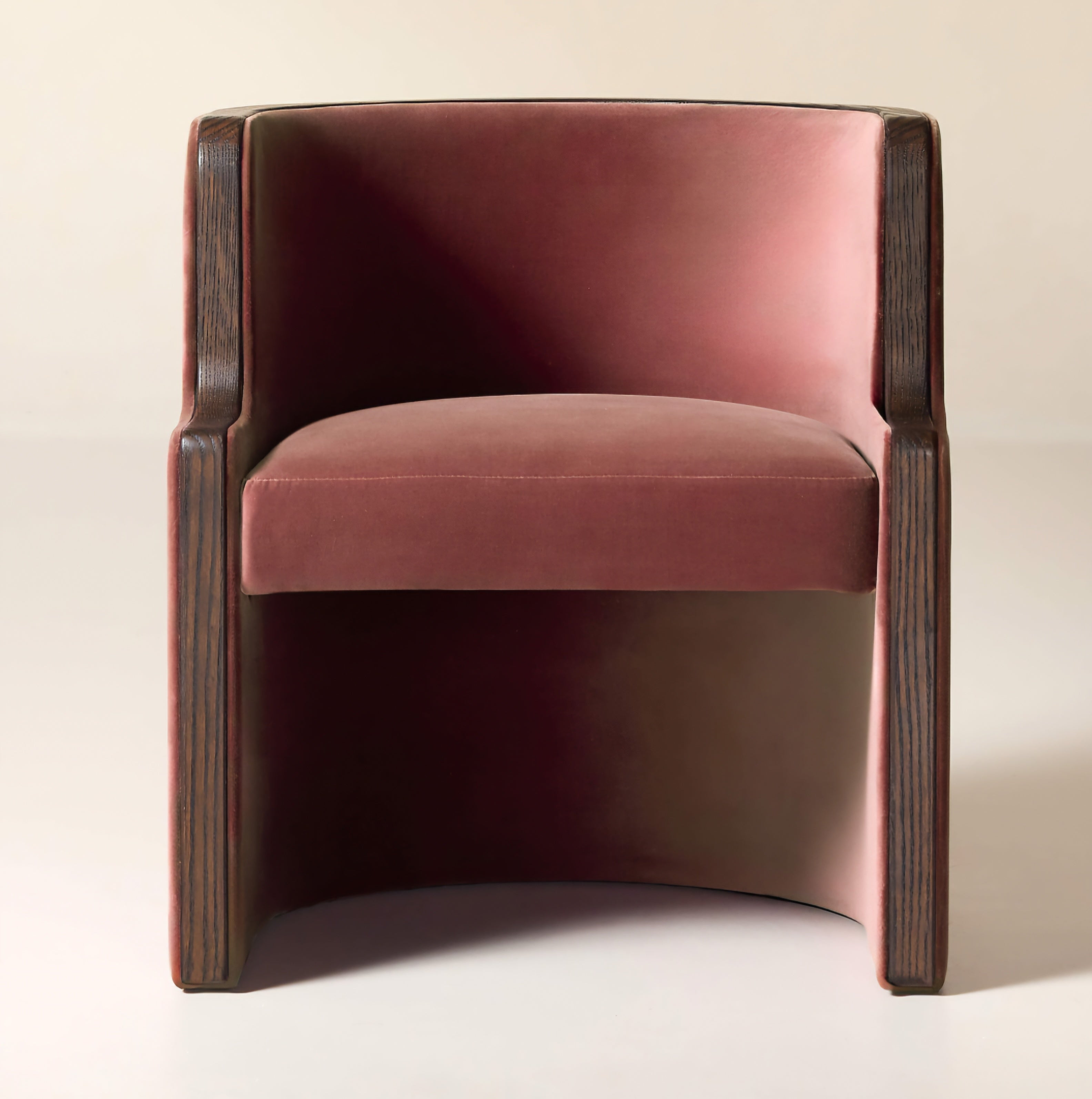 THE ONE × Chester — Rose Velvet Barrel Dining Chair