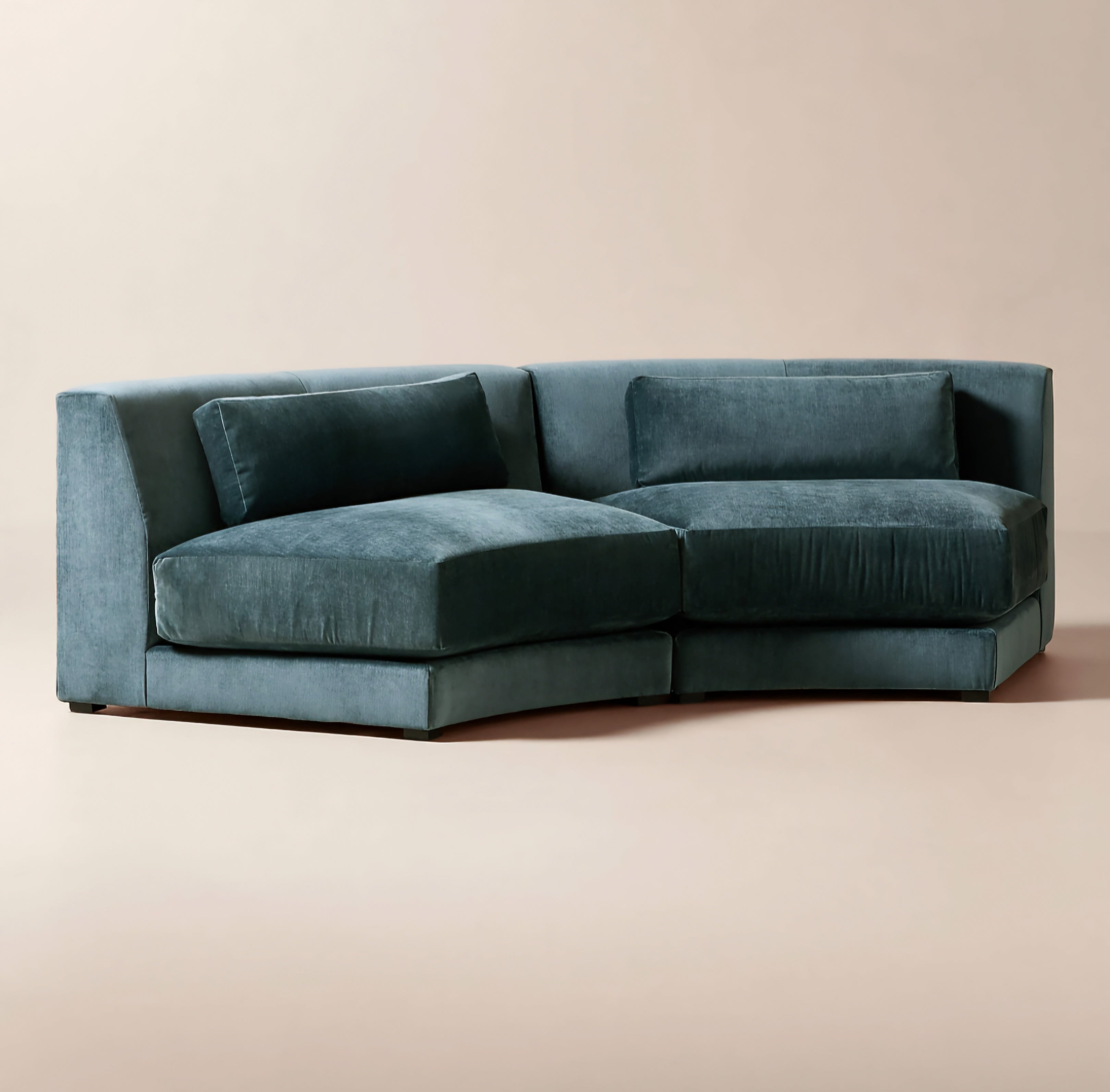THE ONE × Sonora — Curved Blue Performance Velvet 
2-Piece Sofa
