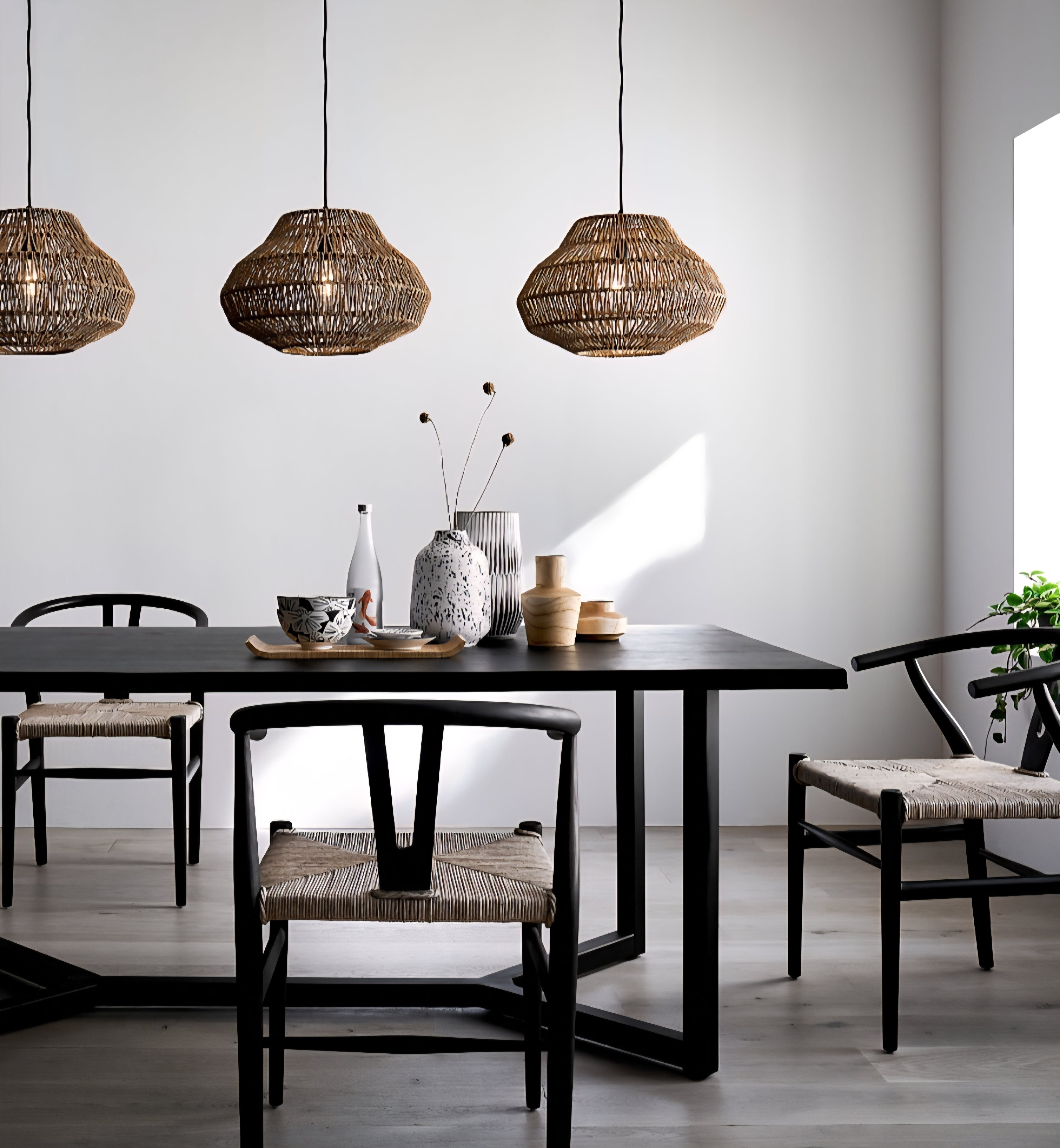 THE ONE × Crescent — Black Wood Wishbone Dining Chair
