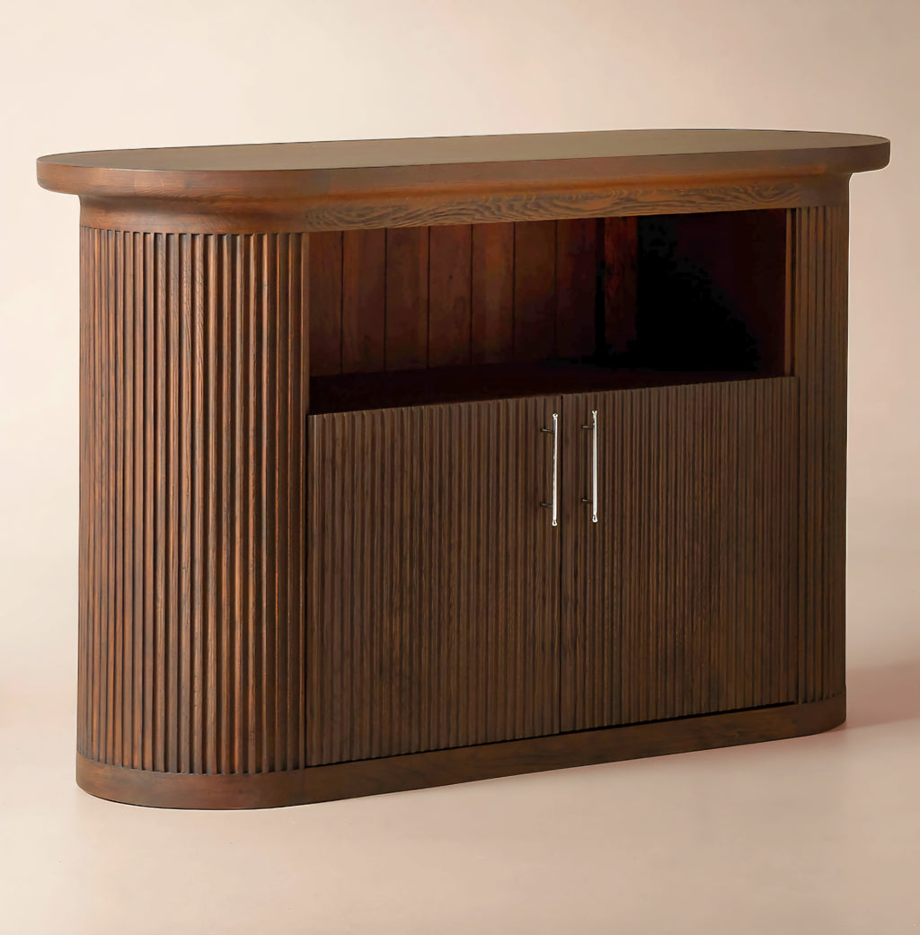 THE ONE × Solero — Fluted Dark Oak Wood Standing Bar