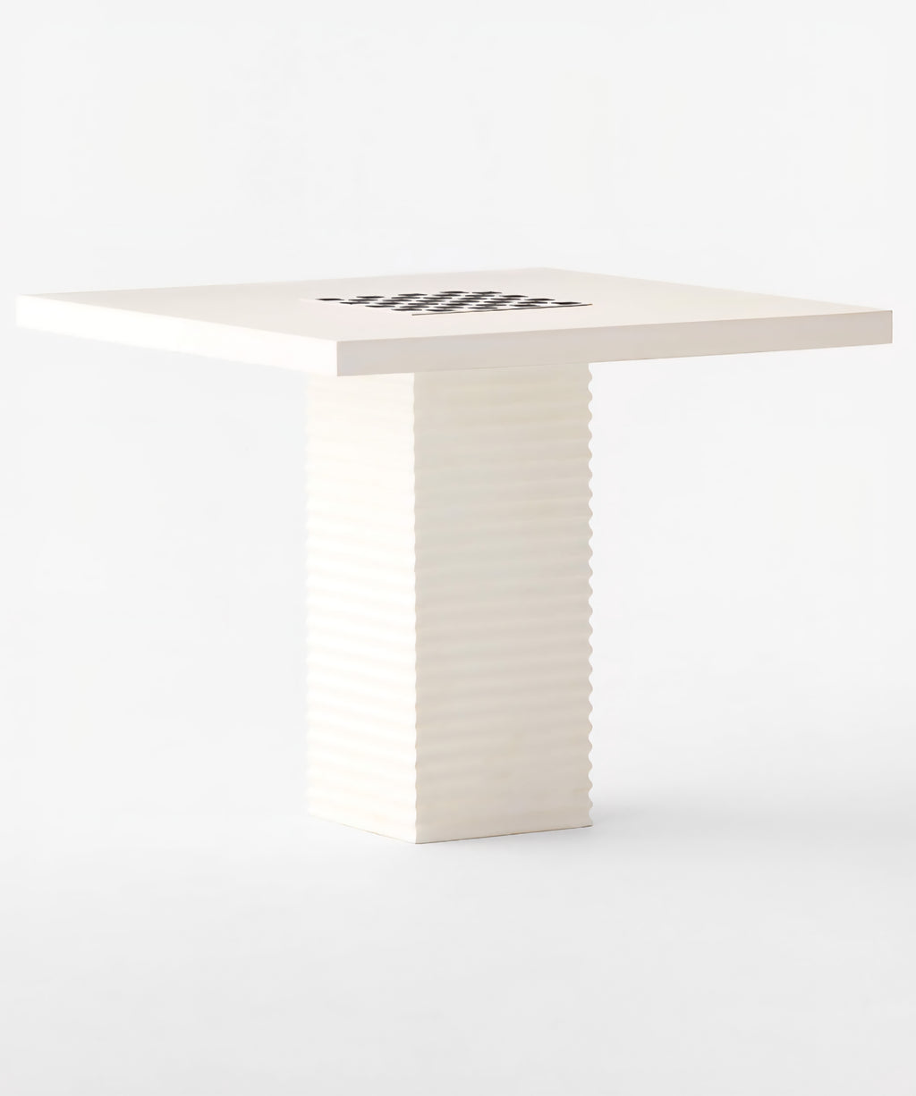 THE ONE × Check — White Swirled Resin Game Table