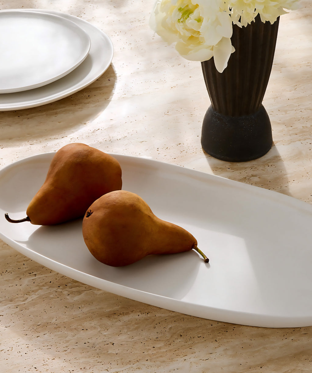 THE ONE × Hyacinth — Oval Black Serving Platter with Reactive Glaze