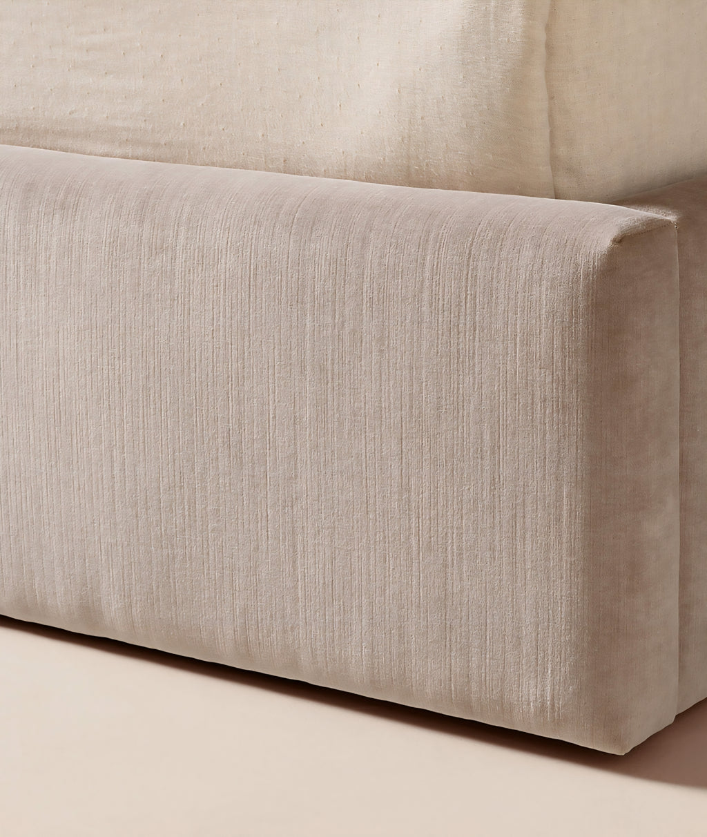 THE ONE × Abbott — Arctic Blue Velvet Upholstered Extended King Platform Bed