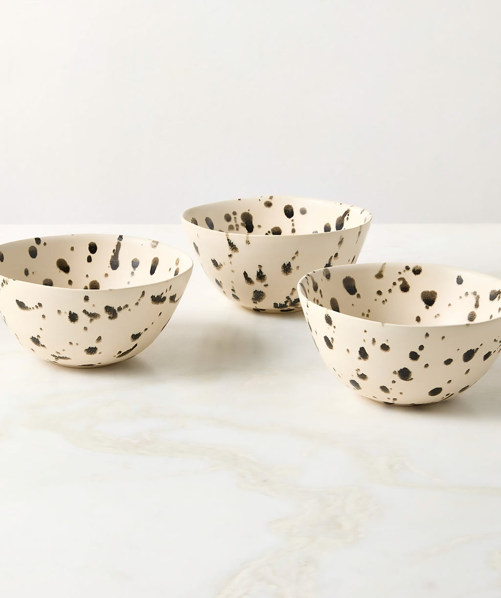 THE ONE × Harper — Black and White Splatter Soup & Pasta Bowls