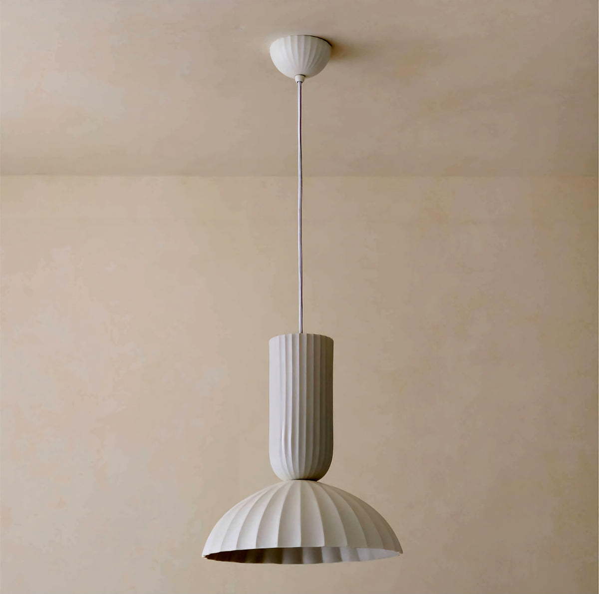 THE ONE × Jeanne — Fluted White Porcelain Dome Pendant Light