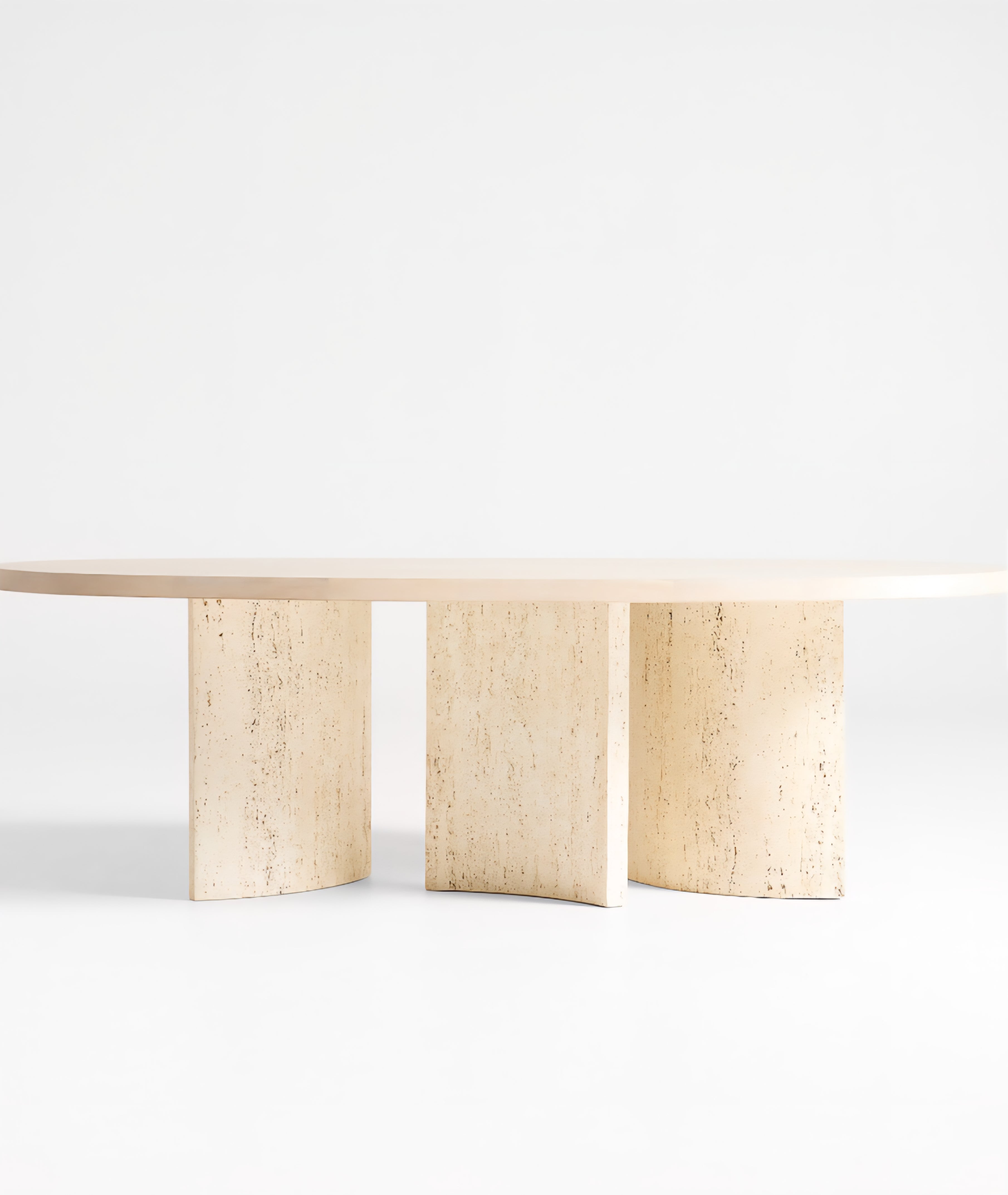 THE ONE × Point Dune — Oval Wood and Travertine Dining Table (93")