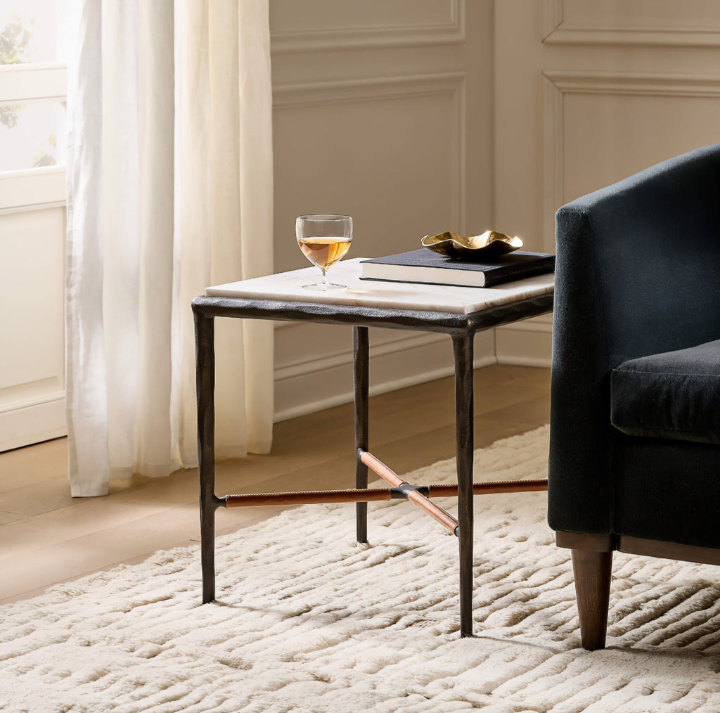 THE ONE × Kingsley — White Marble and Cast Metal Side Table