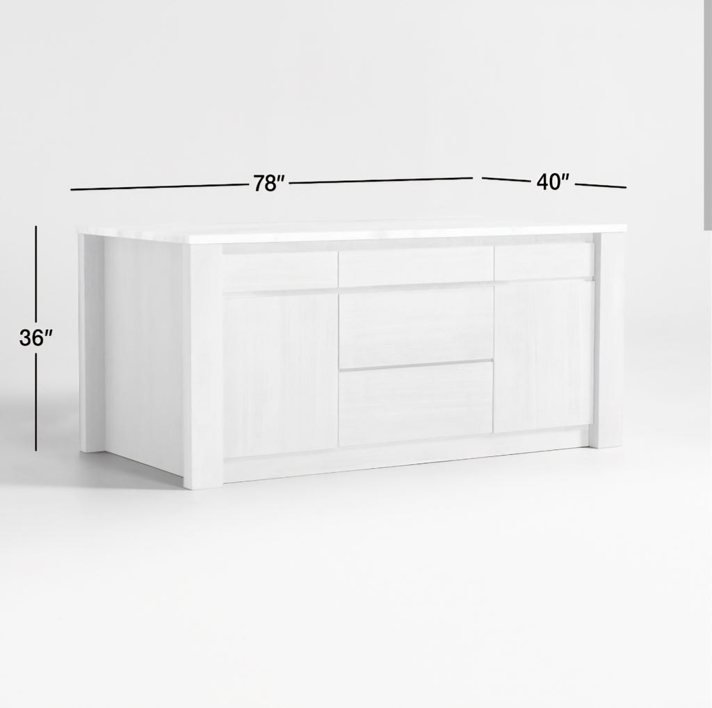 THE ONE × Terra — Marble Top Kitchen Island with Storage (78")