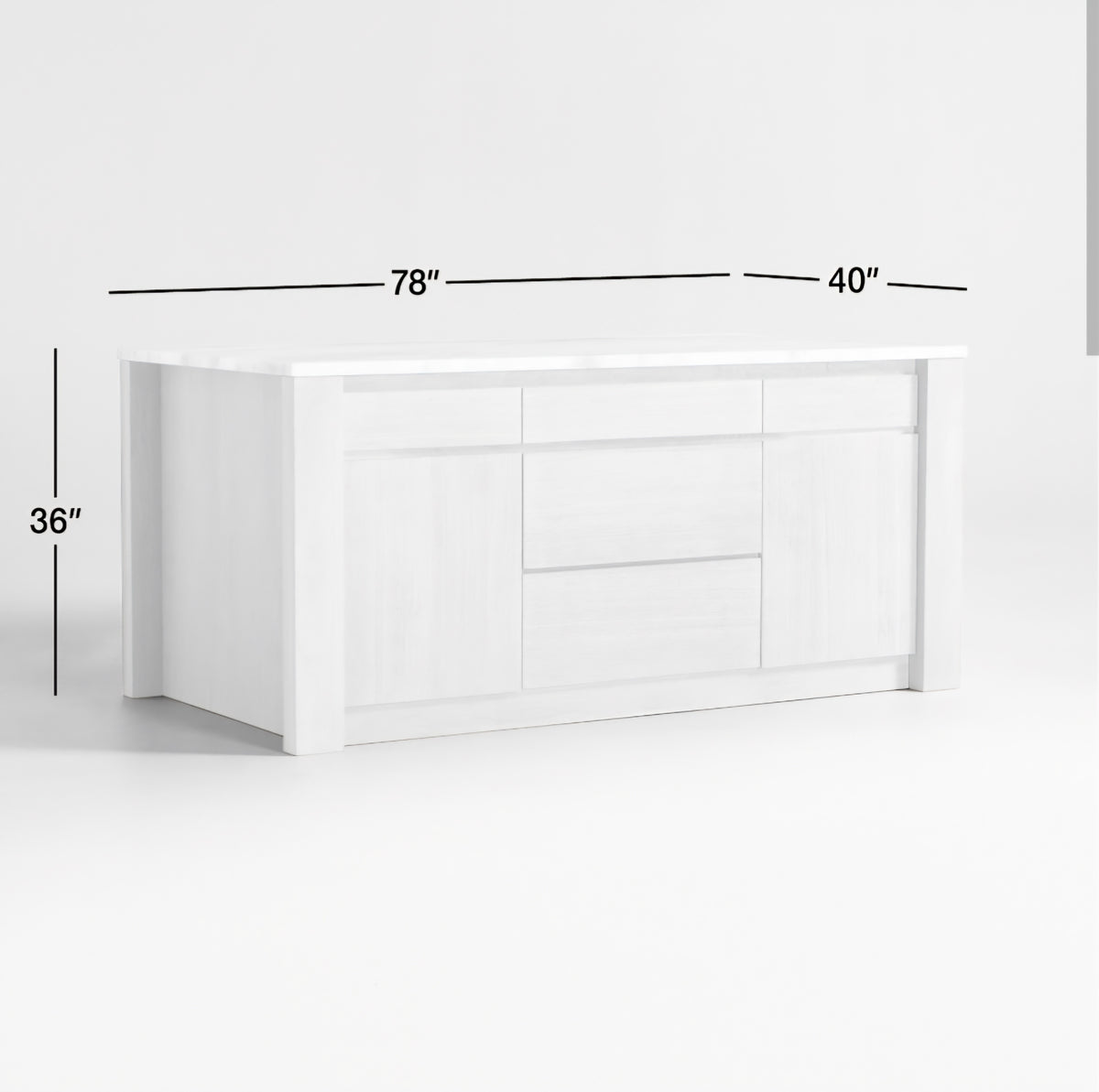 THE ONE × Terra — Marble Top Kitchen Island with Storage (78")
