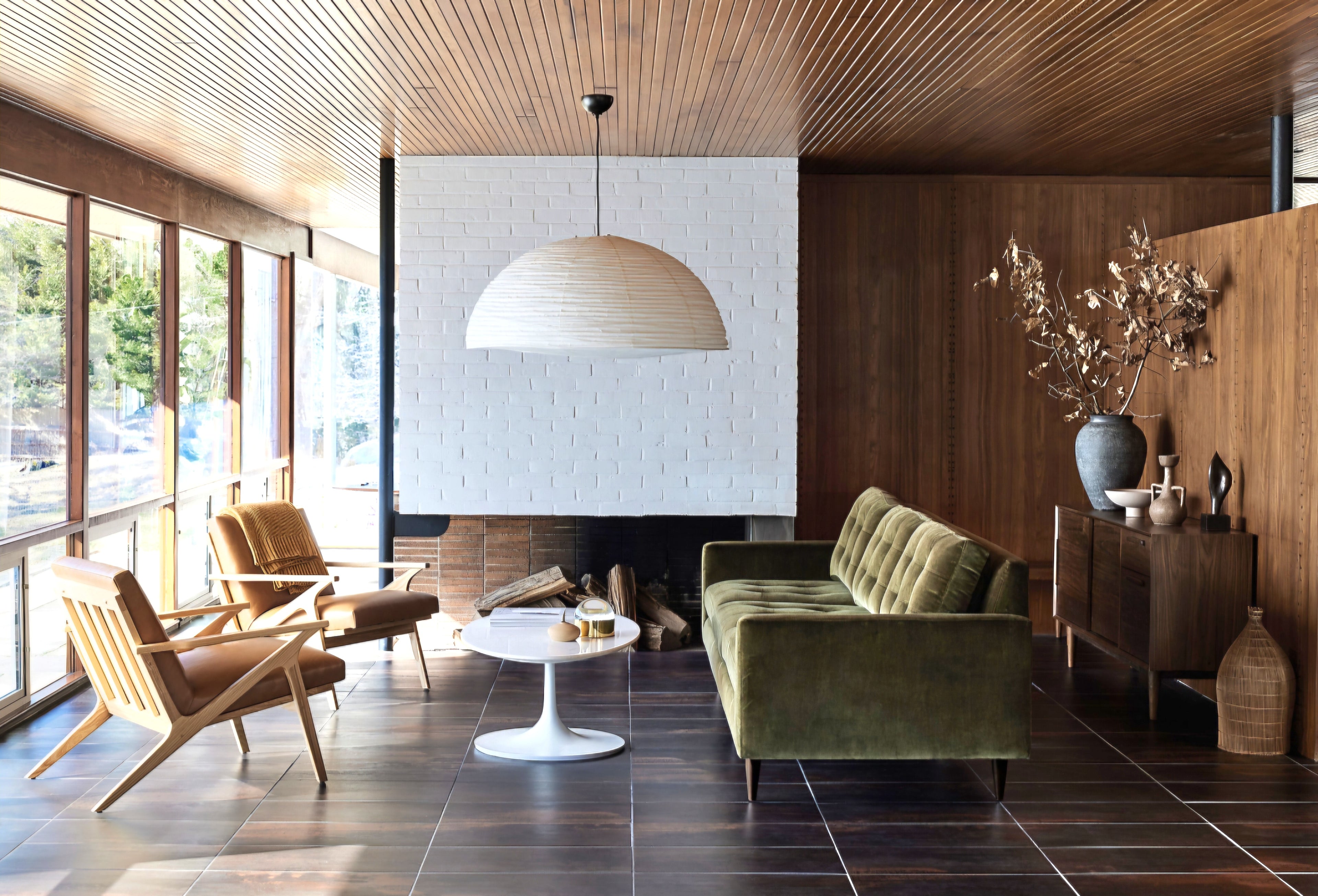 THE ONE × Cavett — Wood and Leather Accent Chair