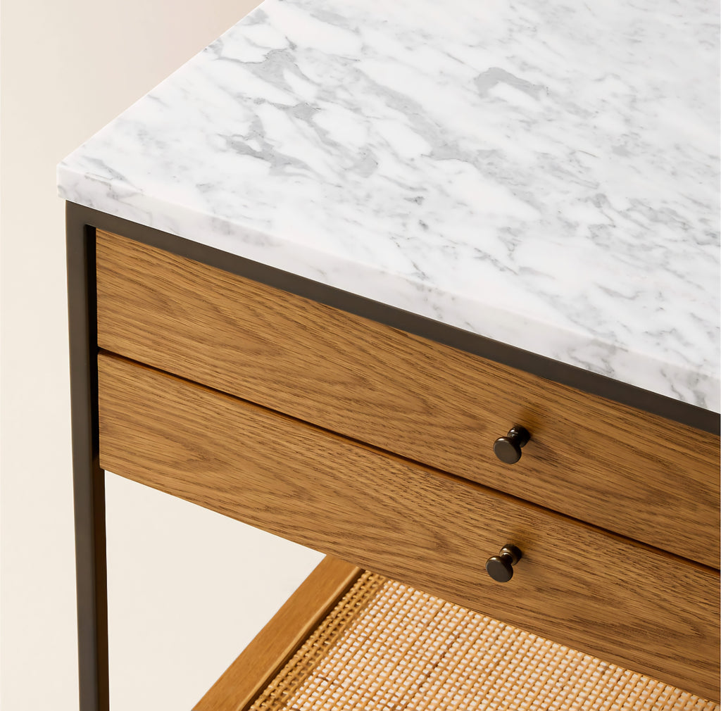 THE ONE × Connoisseur — Light Oak Nightstand with Marble Top