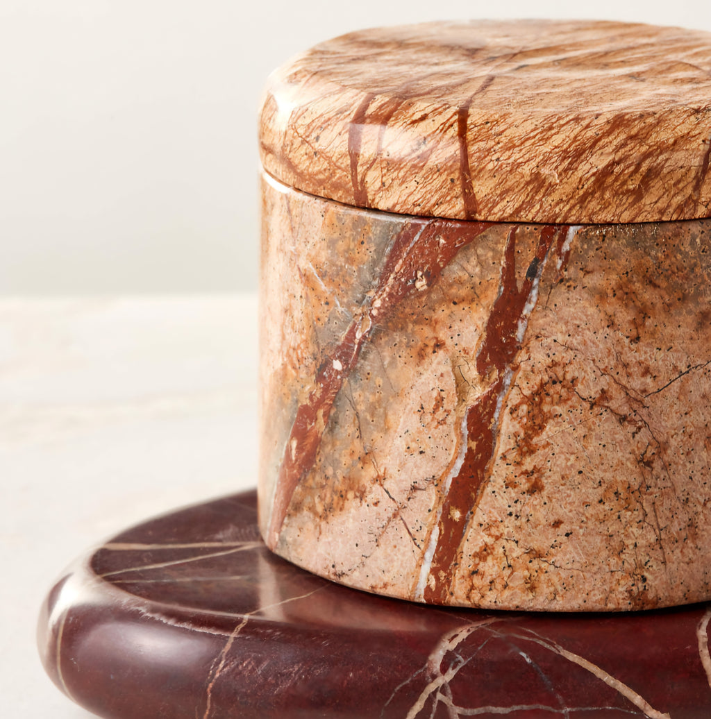 THE ONE × Zetes — Tan and Red Marble Salt Cellars, Set of 3