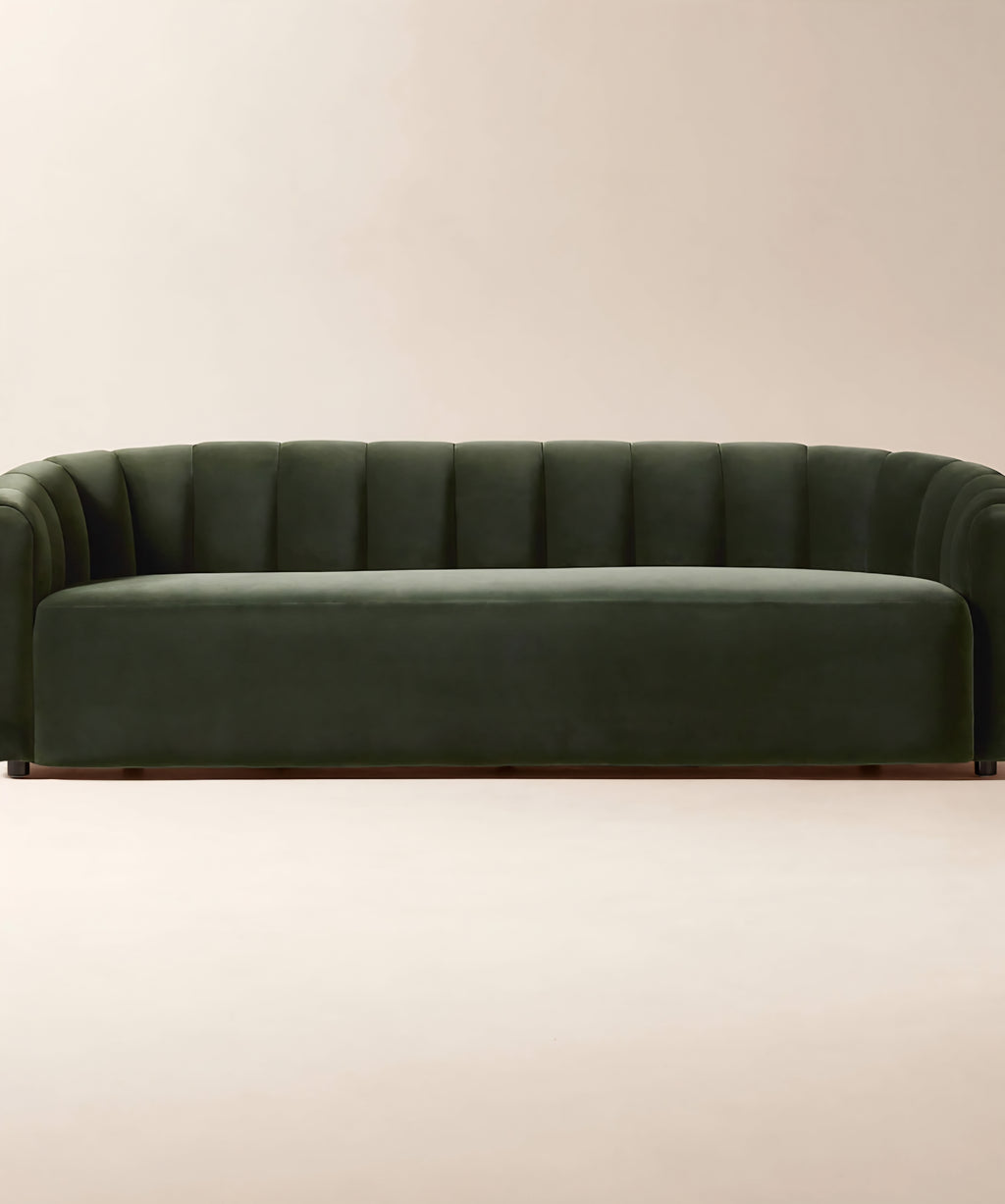 THE ONE × Fitz — Channeled White Boucle Loveseat