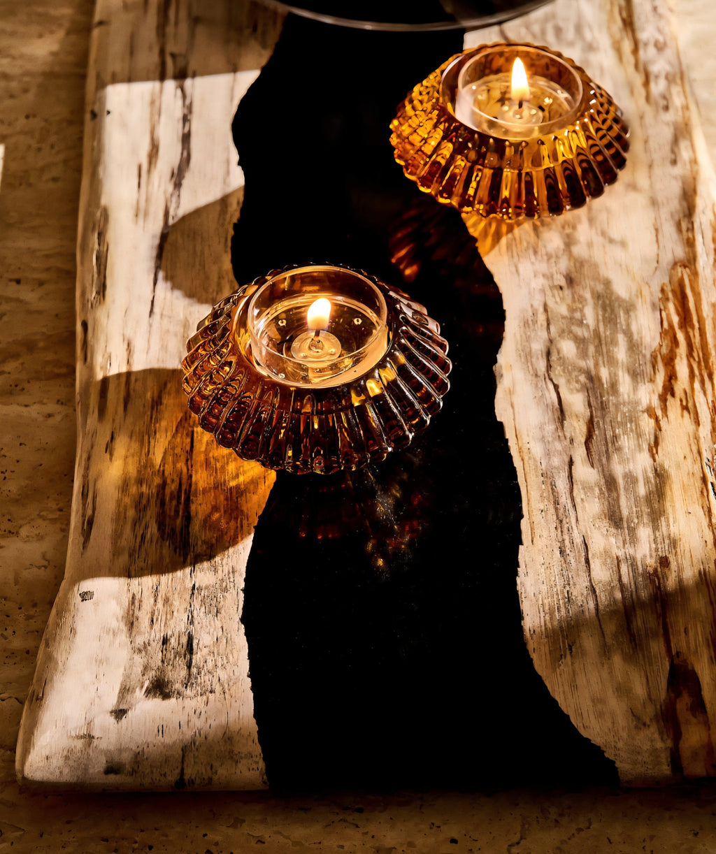 THE ONE × Ring — Rectangular Petrified Wood and Resin Serving Platter