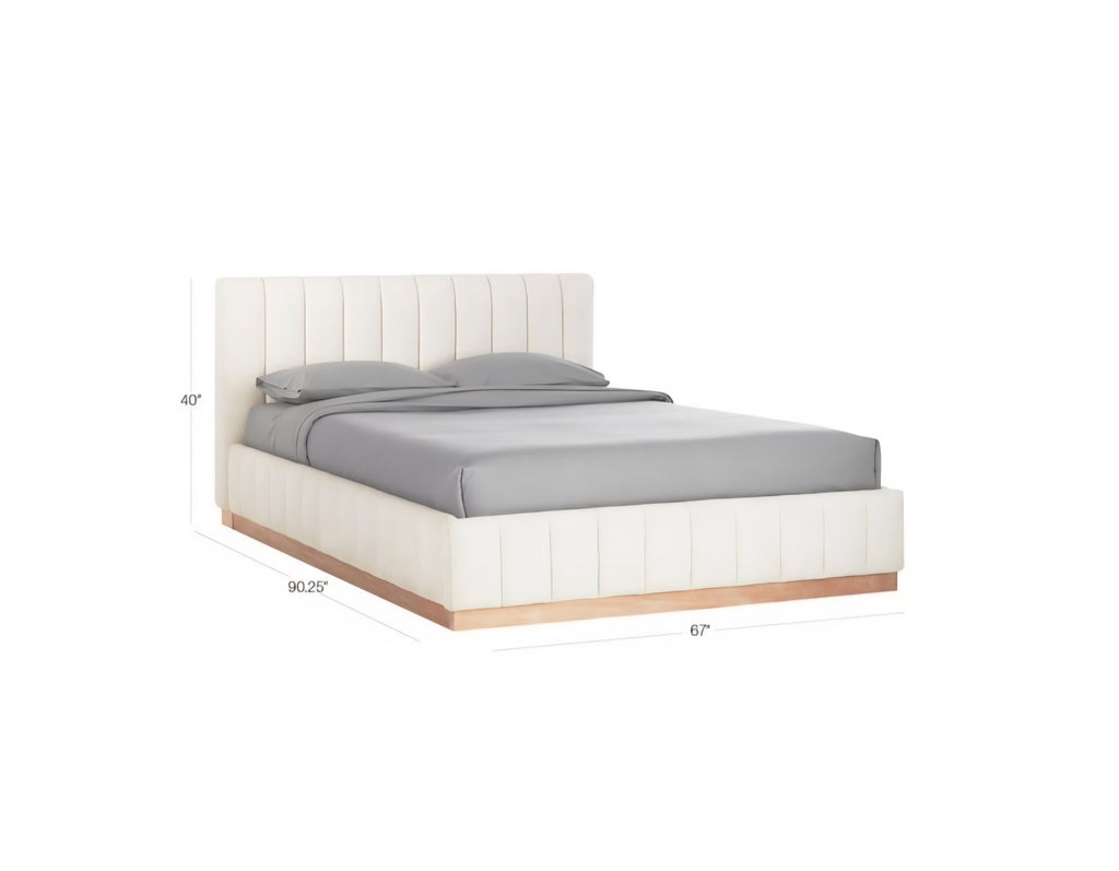 THE ONE × Forte — Channeled White Performance Fabric Upholstered Bed