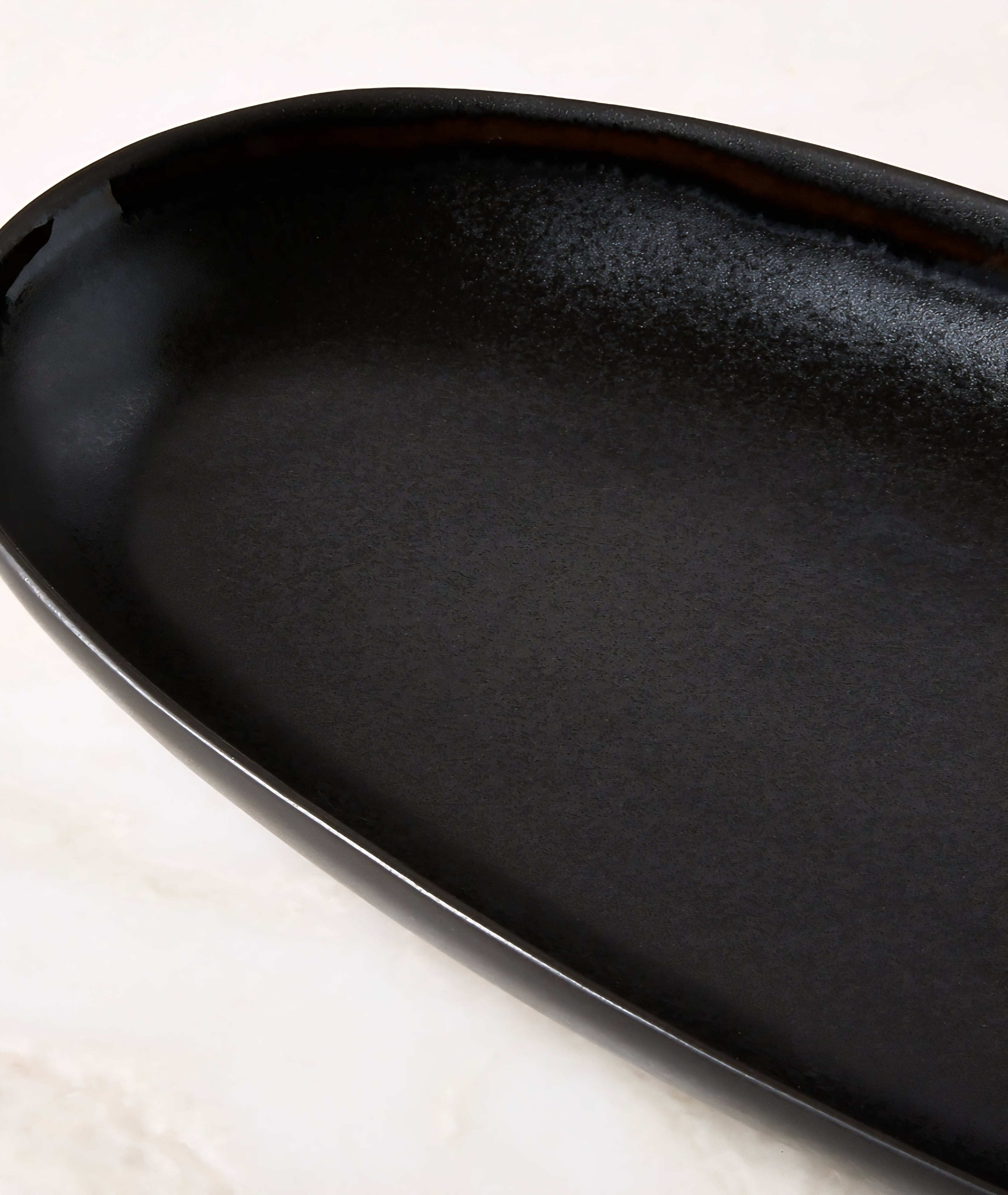 THE ONE × Hyacinth — Oval Black Serving Platter with Reactive Glaze