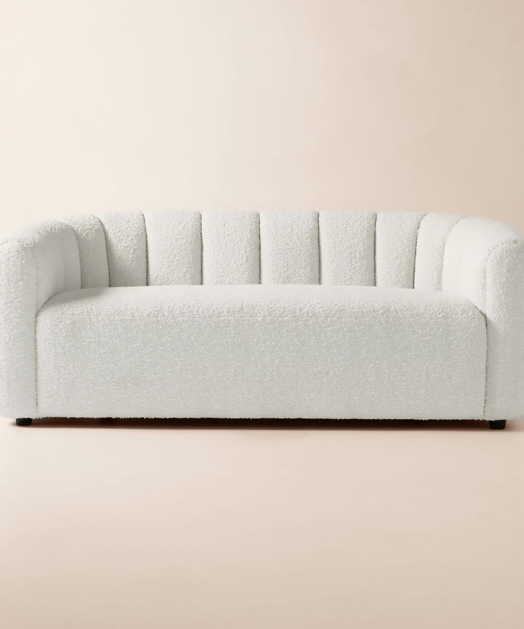 THE ONE × Fitz — Channeled White Boucle Loveseat