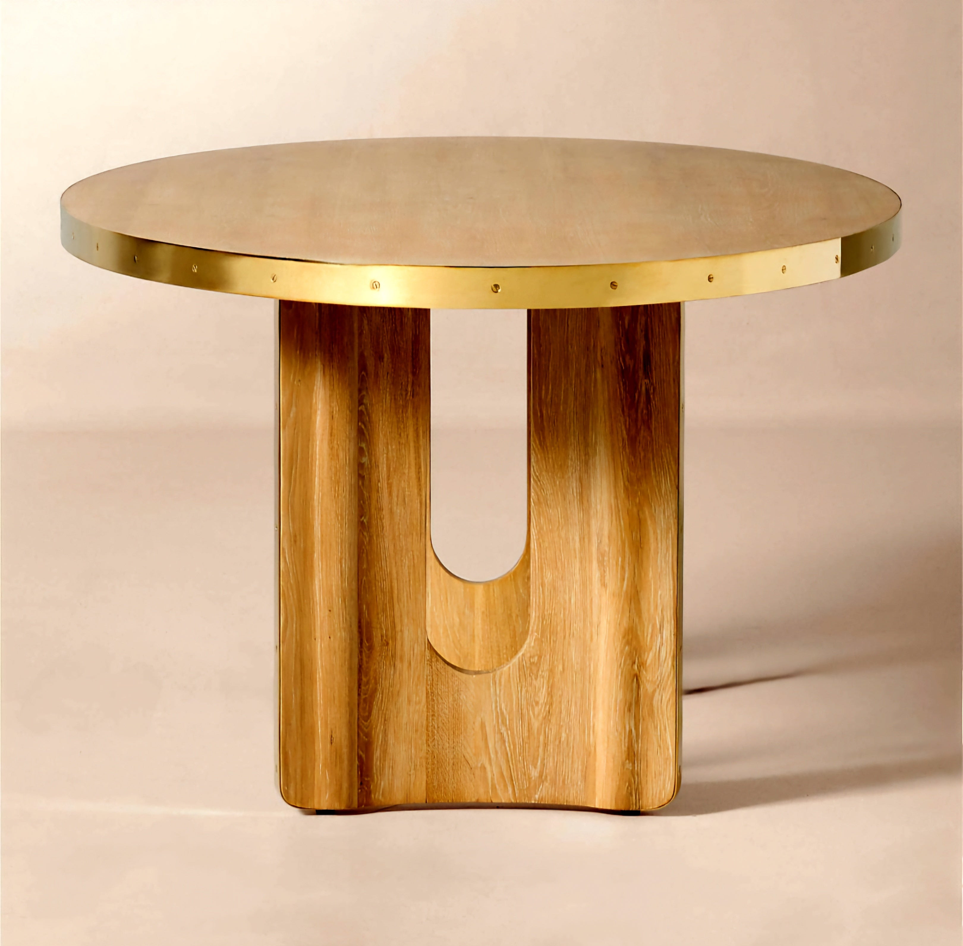 THE ONE × Albertine — Oval Oak and Unlacquered Brass Dining Table