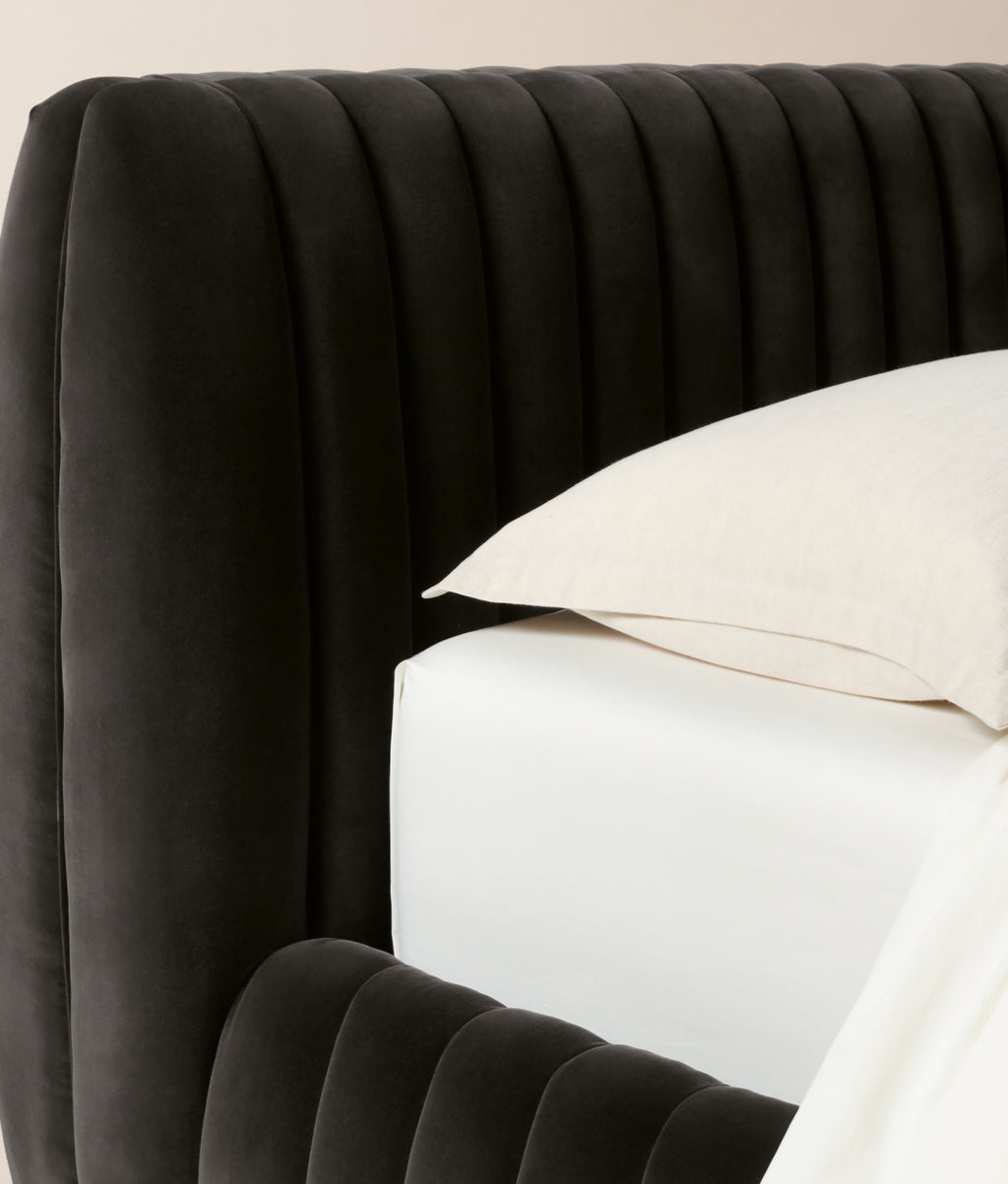 THE ONE × Wolcott — Channeled Mink Velvet Queen Bed