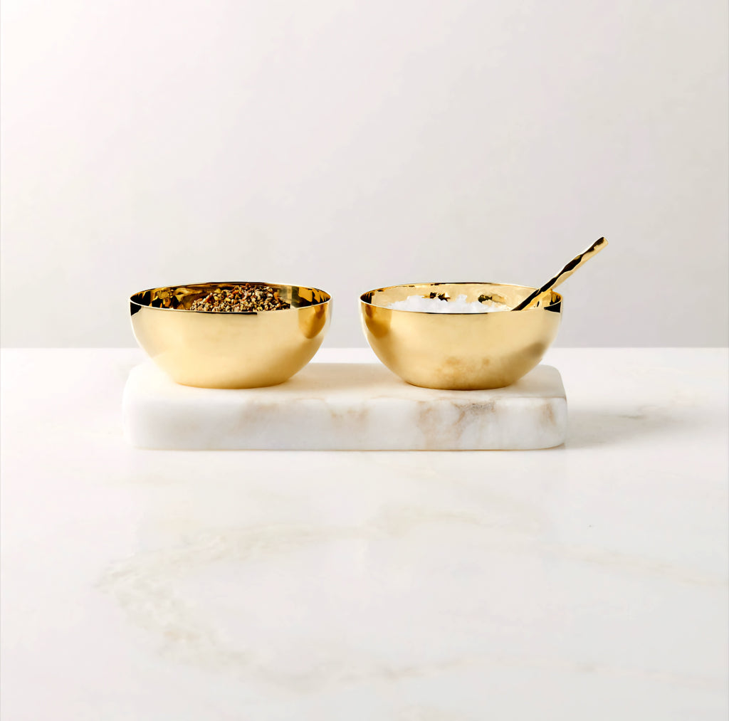 THE ONE × Unlacquered — Mini Pinch Bowl Set with White Alabaster Base
