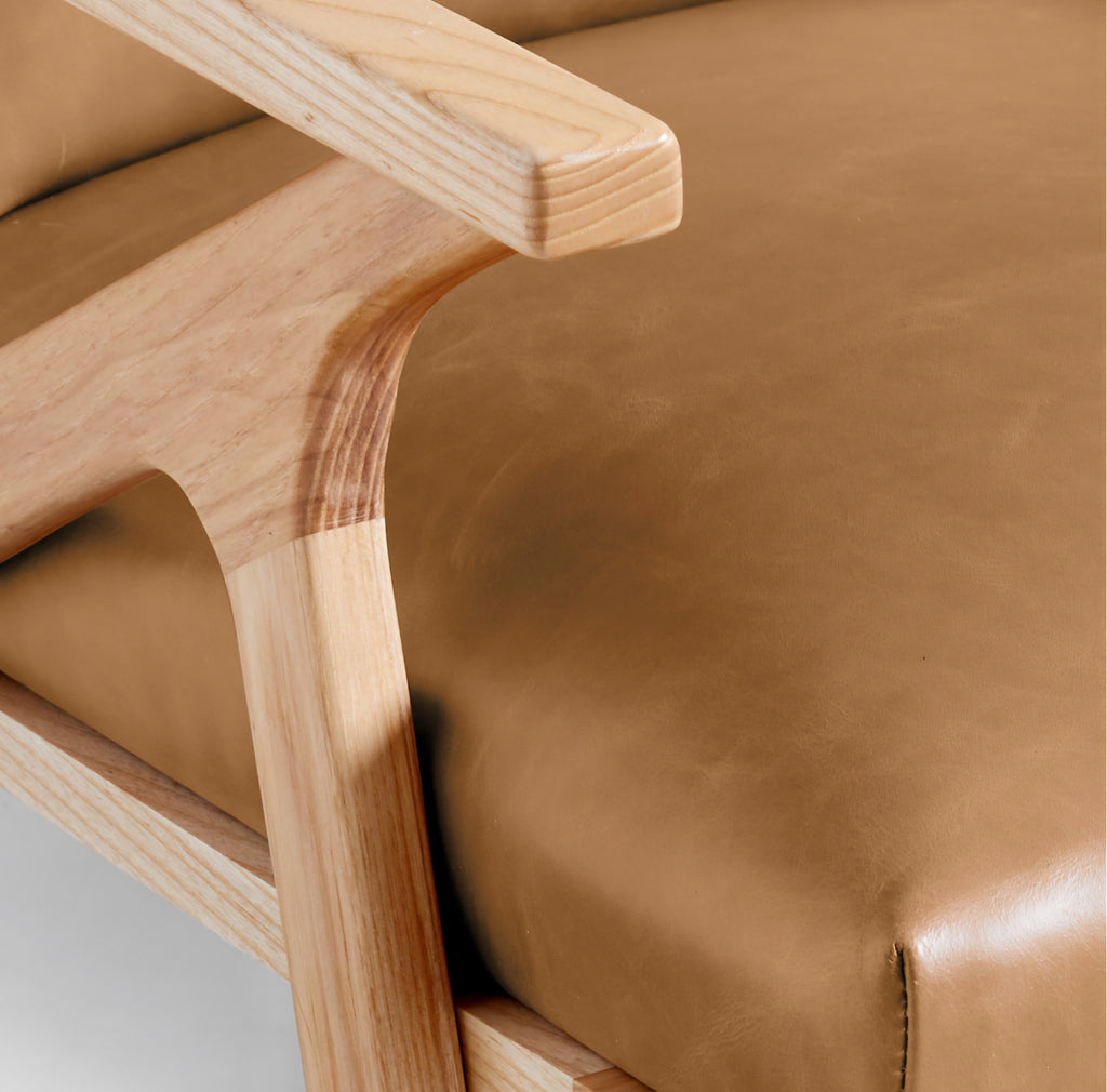 THE ONE × Cavett — Wood and Leather Accent Chair
