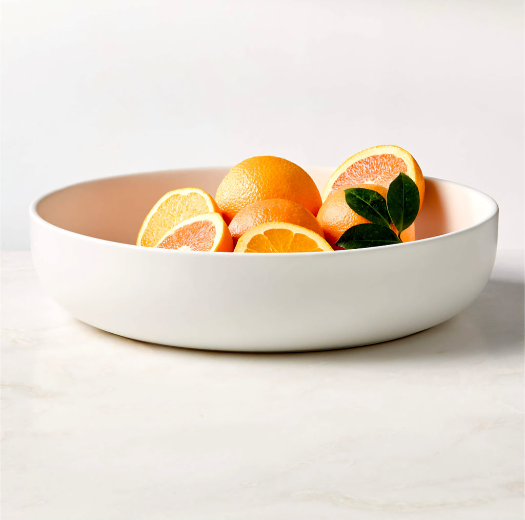 THE ONE × Mori — Matte White Low Serving Bowl