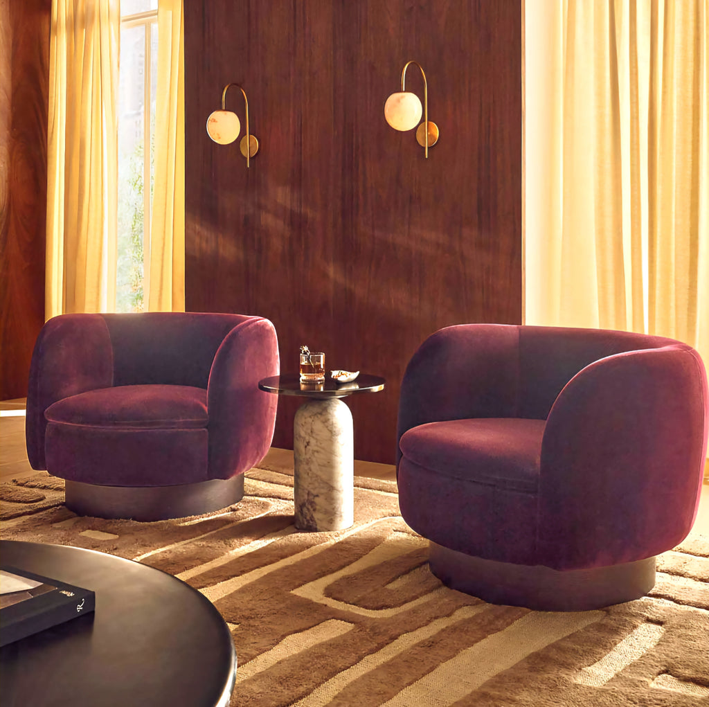THE ONE × Muir — Taupe Velvet Swivel Chair