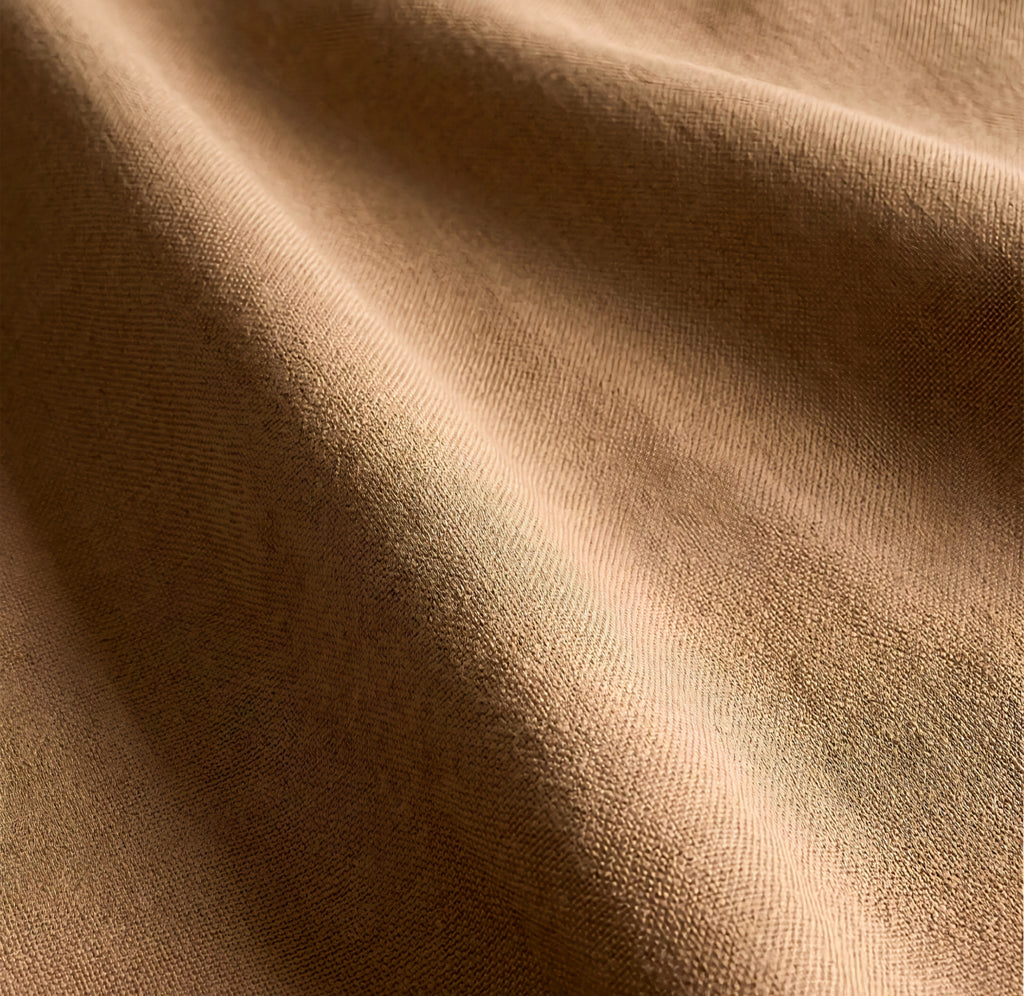 THE ONE × Emile — Camel Velvet Ruched  Sofa