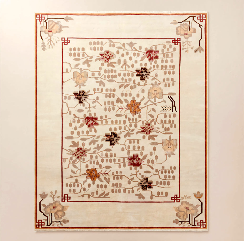 THE ONE × Fiora — Hand-Knotted Distressed Warm White New Zealand Wool Area Rug