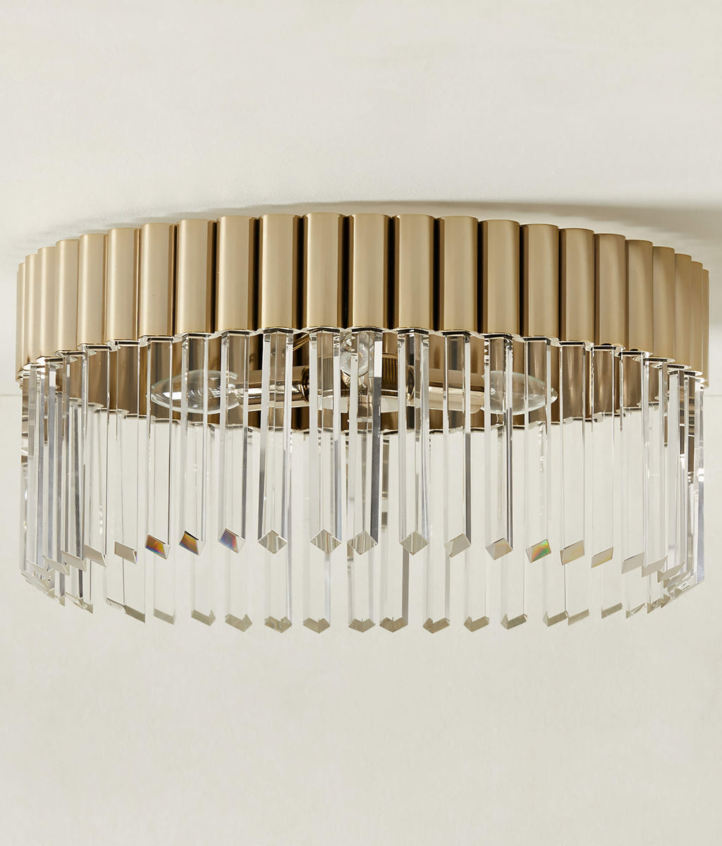 THE ONE × Risette — Polished Champagne and Crystal Flush Mount Light