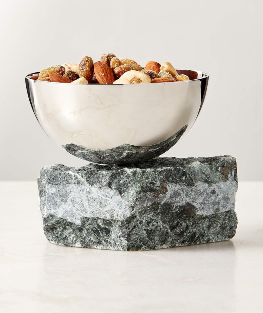 THE ONE × Laftin — Stainless Steel and Green Marble Snack Bowl