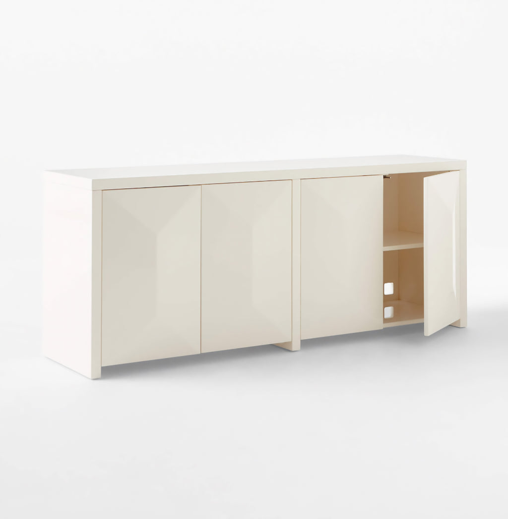 THE ONE × Cairo — Warm White High‑Gloss Lacquered Credenza