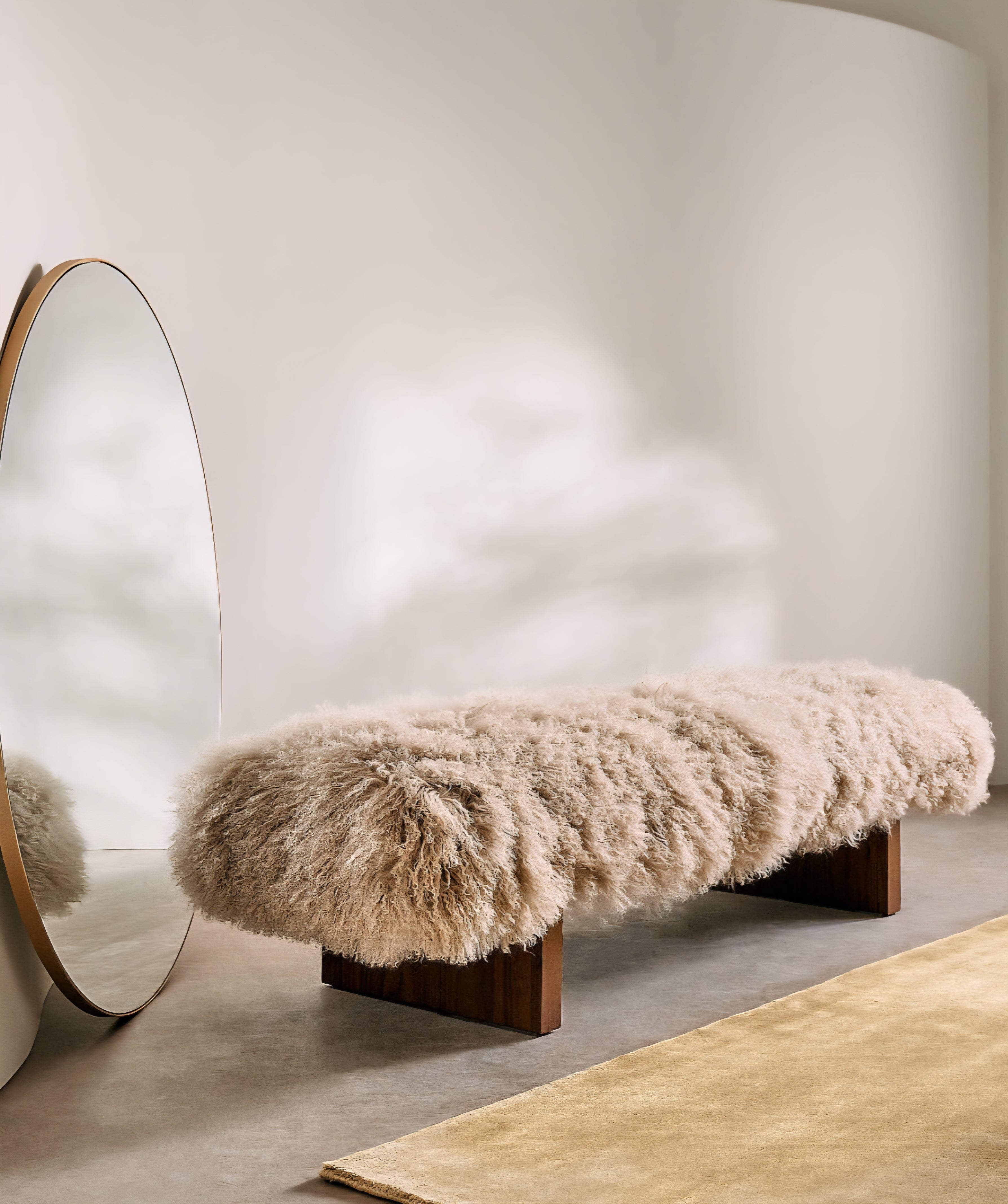 THE ONE × Socca — Sheepskin Upholstered Bench