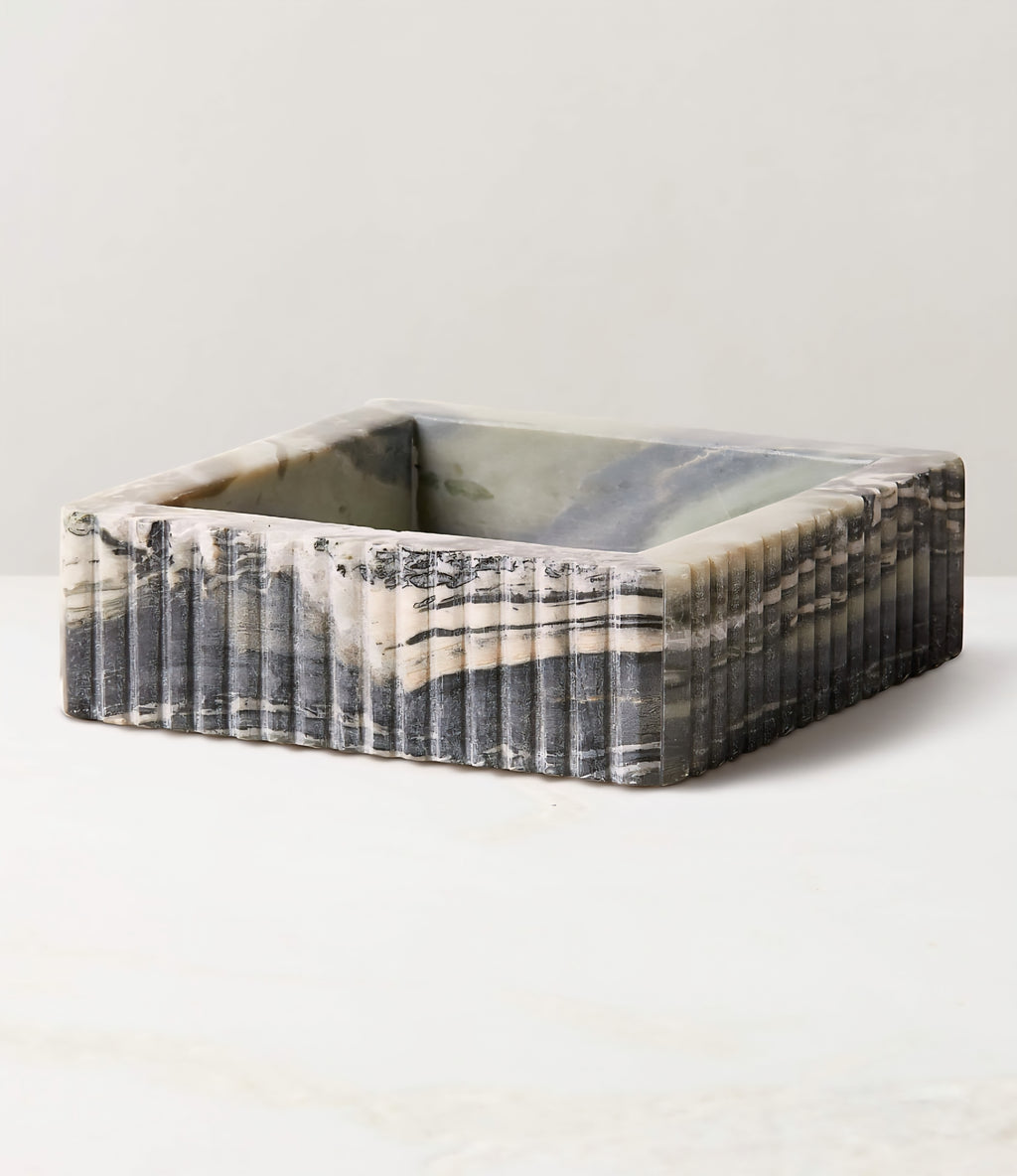 THE ONE × Luke — Jade Marble Ribbed Catchall Dish