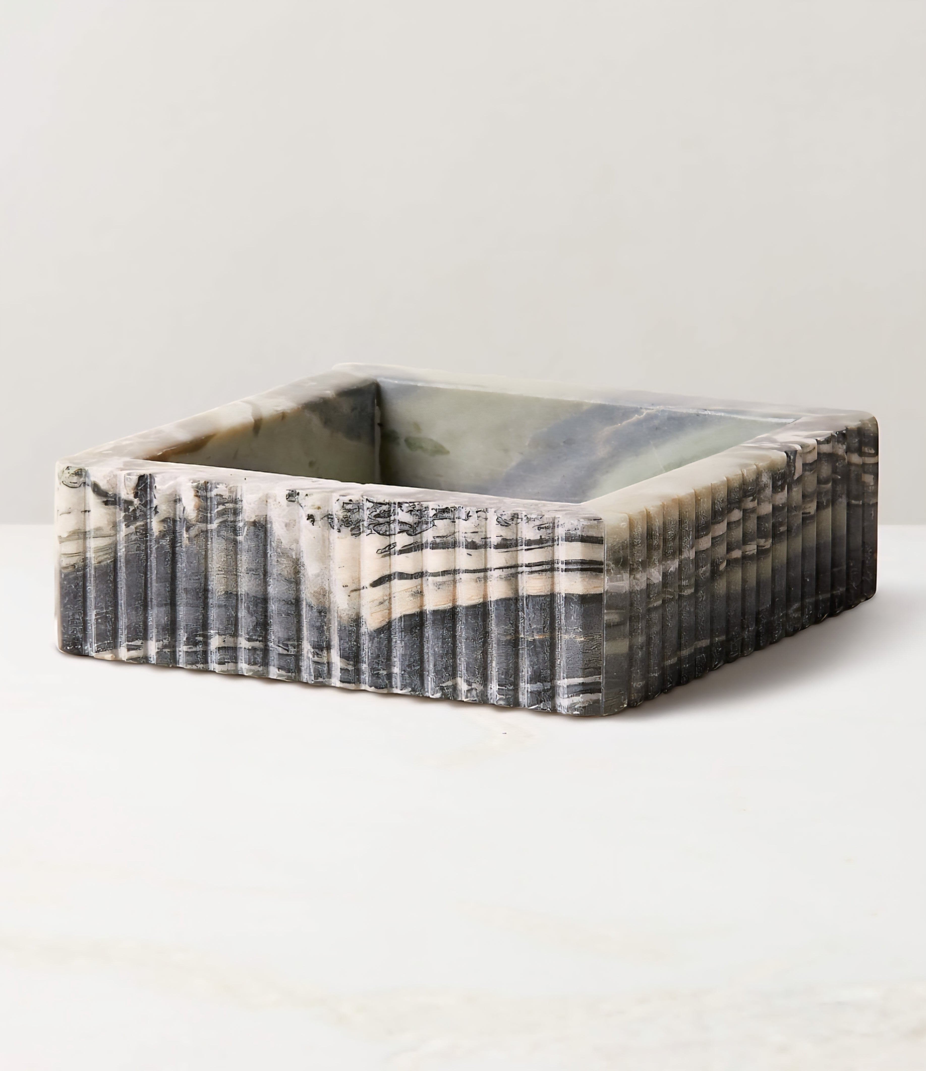 THE ONE × Luke — Jade Marble Ribbed Catchall Dish