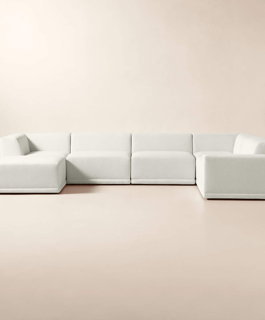 THE ONE × Faible — 6-Piece U-Shaped White Performance Linen Standard Depth Sectional Sofa with Right Arm
