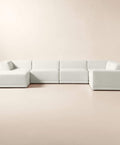 THE ONE × Faible — 6-Piece U-Shaped White Performance Linen Standard Depth Sectional Sofa with Right Arm