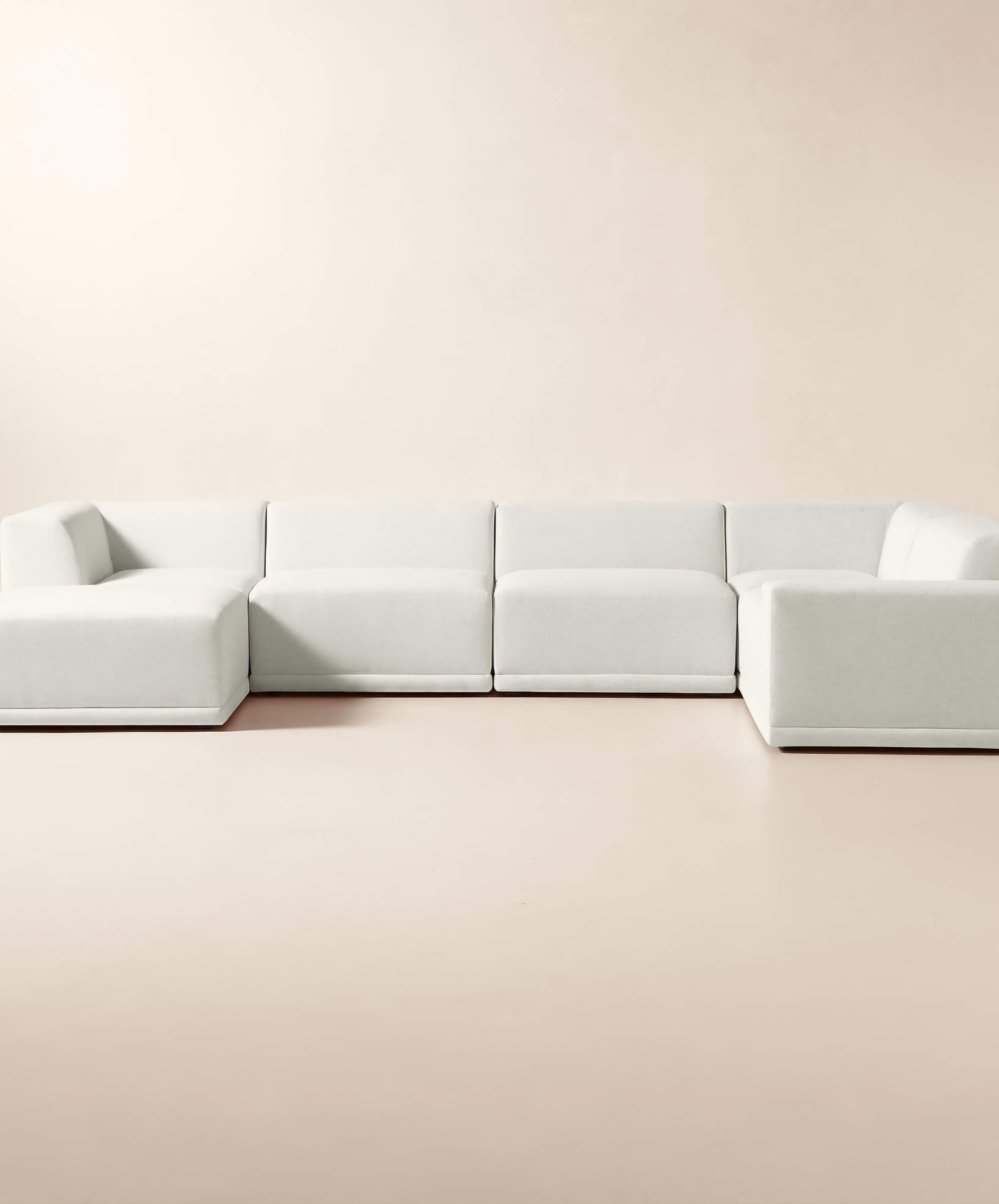 THE ONE × Faible — 6-Piece U-Shaped White Performance Linen Standard Depth Sectional Sofa with Right Arm