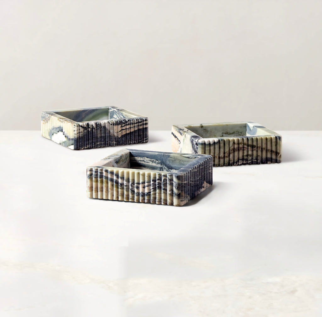 THE ONE × Luke — Jade Marble Ribbed Catchall Dish