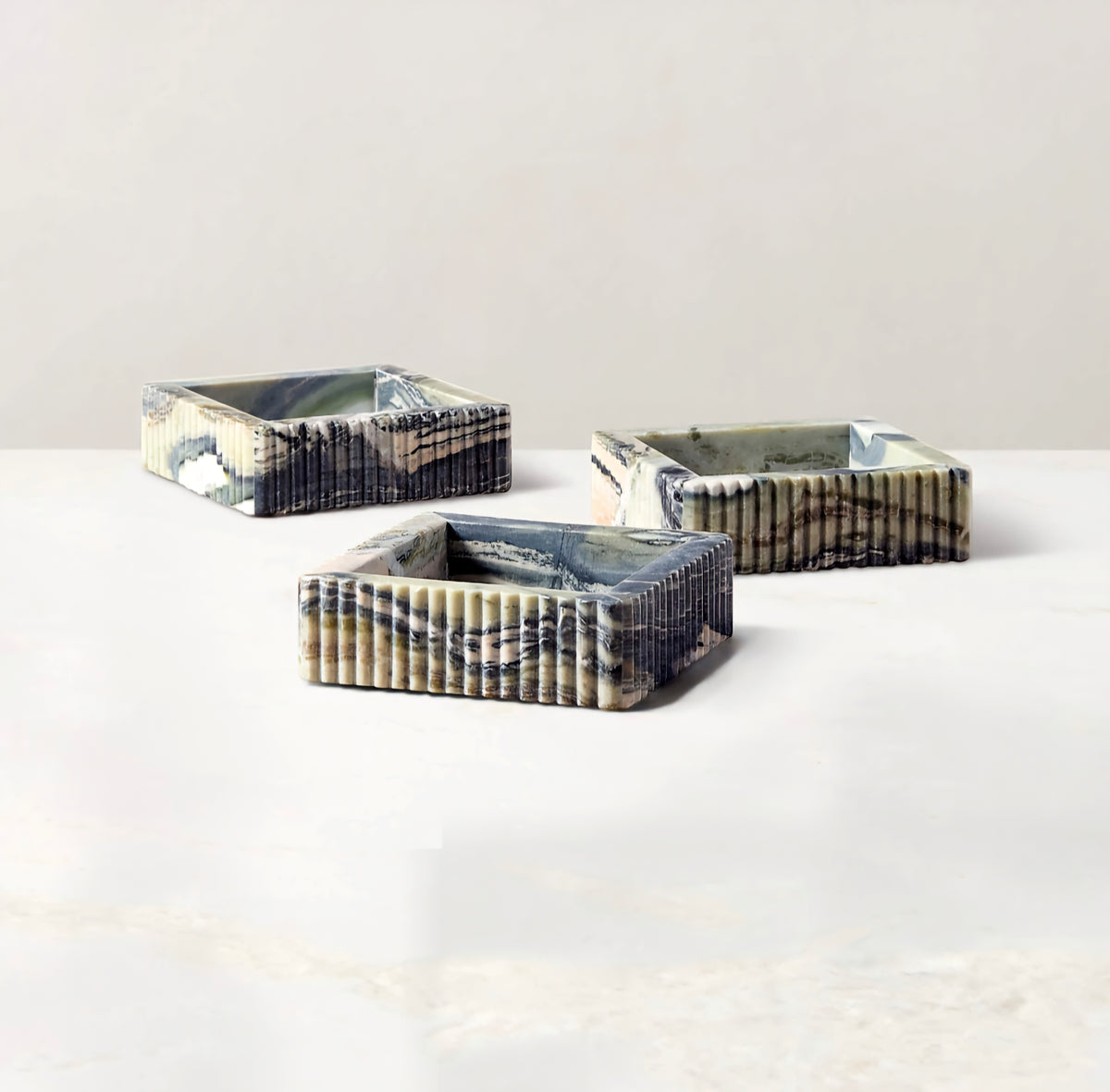THE ONE × Luke — Jade Marble Ribbed Catchall Dish