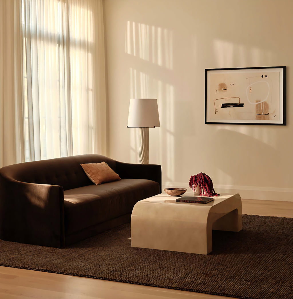 THE ONE × Lincoln — Curved Brown Performance Velvet Sofa