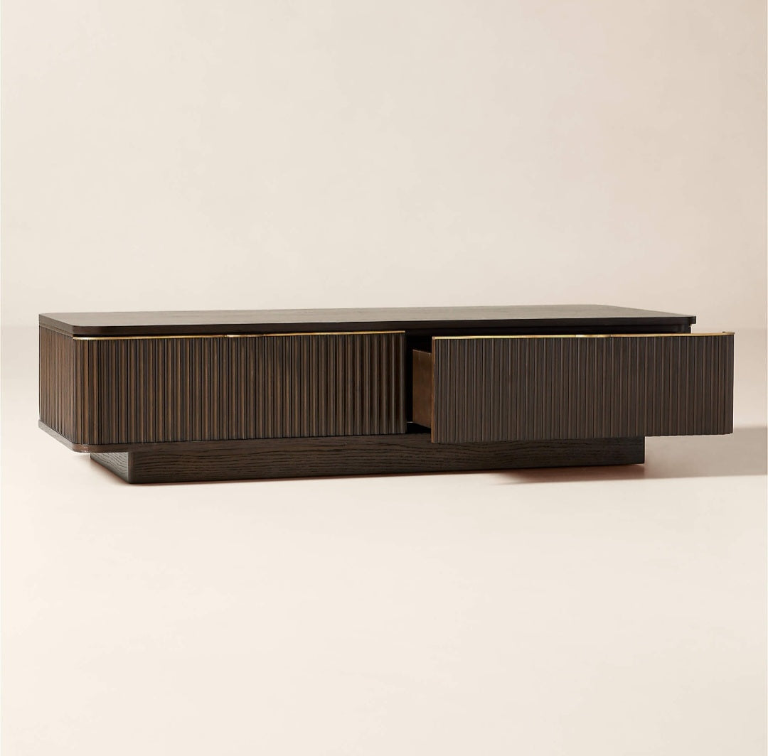 THE ONE × Davison — Rectangular Fluted Dark Oak Coffee Table