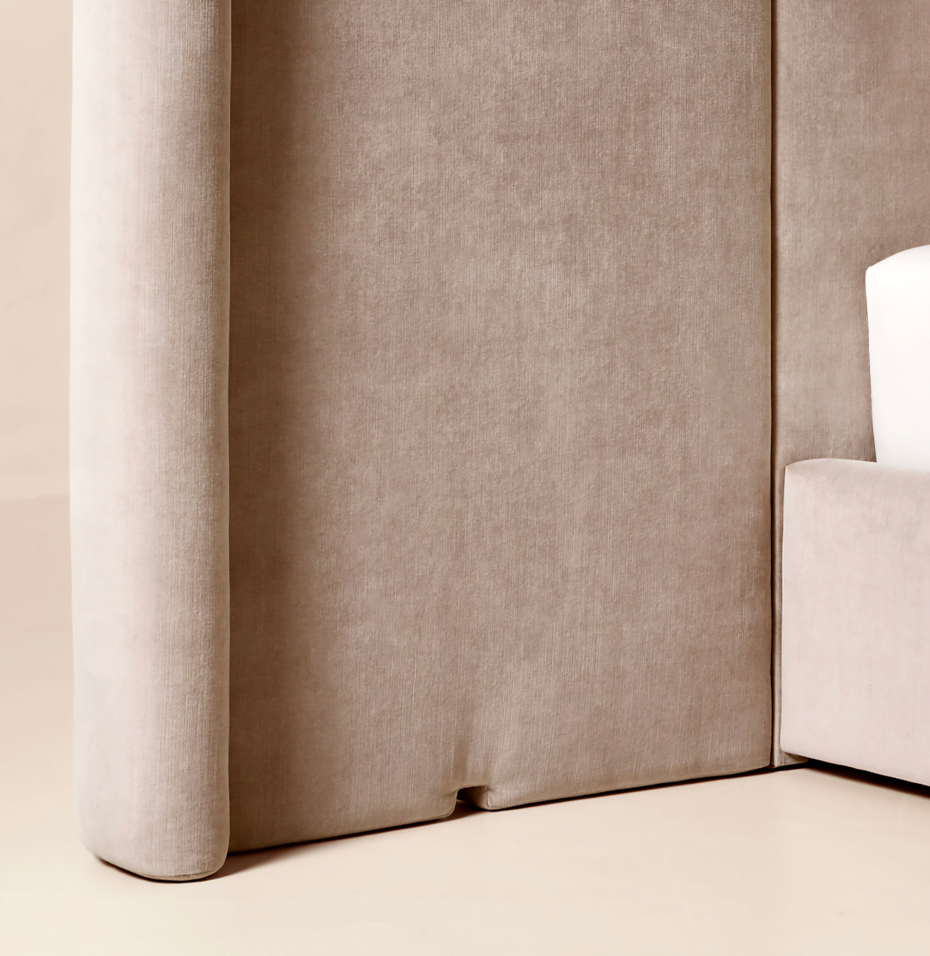 THE ONE × Abbott — Arctic Blue Velvet Upholstered Extended King Platform Bed