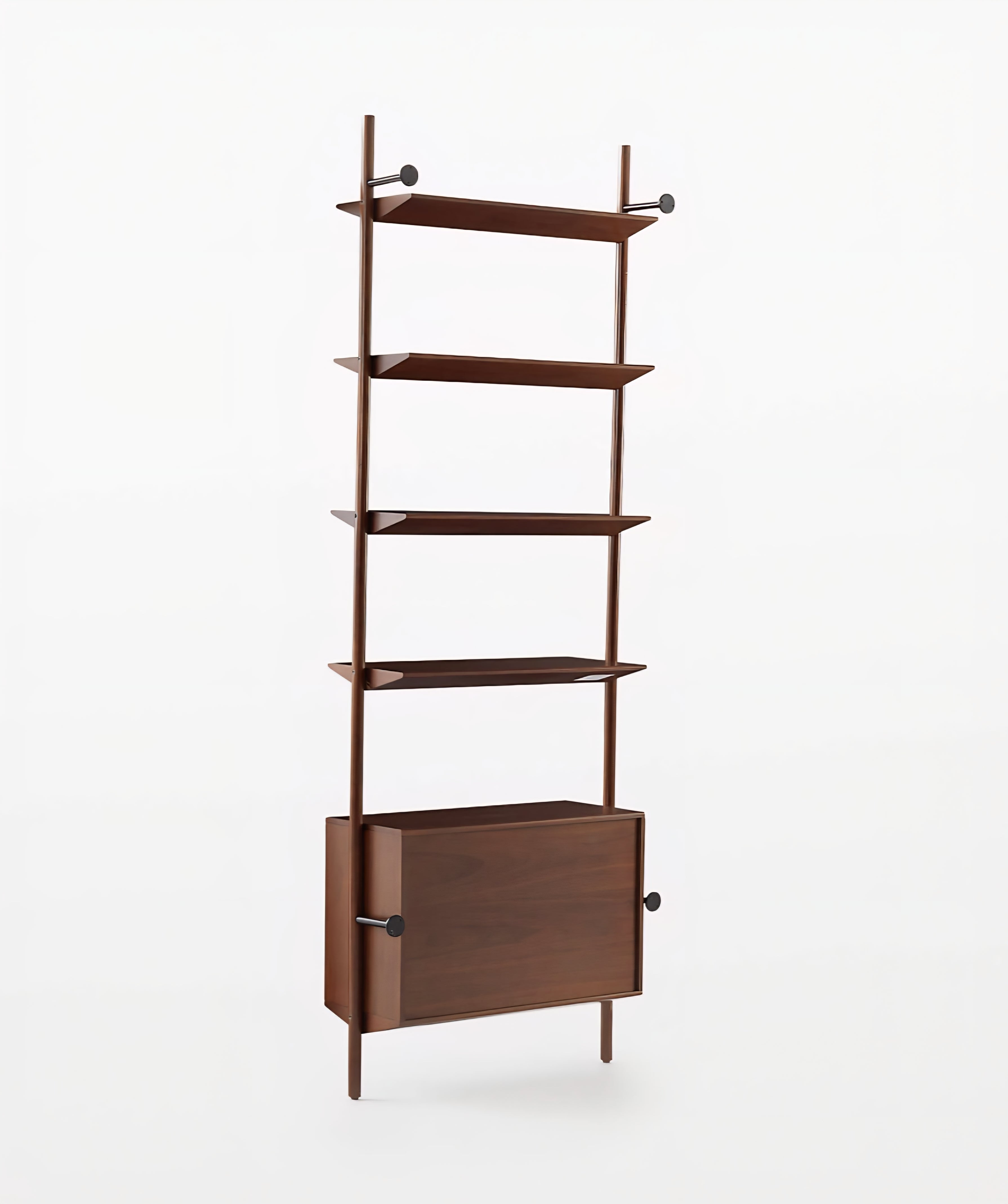 THE ONE × Nabla — Black Walnut Wall‑Mount Bookcase with Cabinet