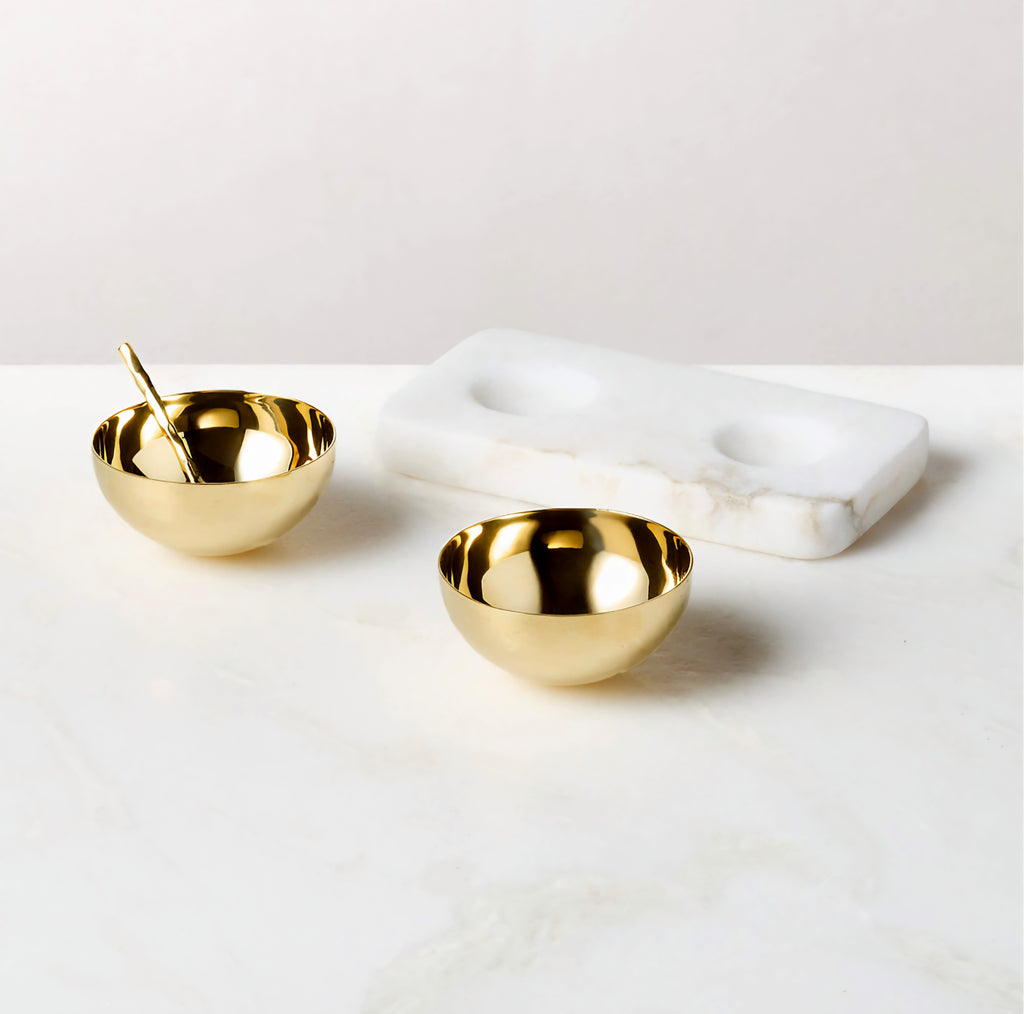 THE ONE × Unlacquered — Mini Pinch Bowl Set with White Alabaster Base