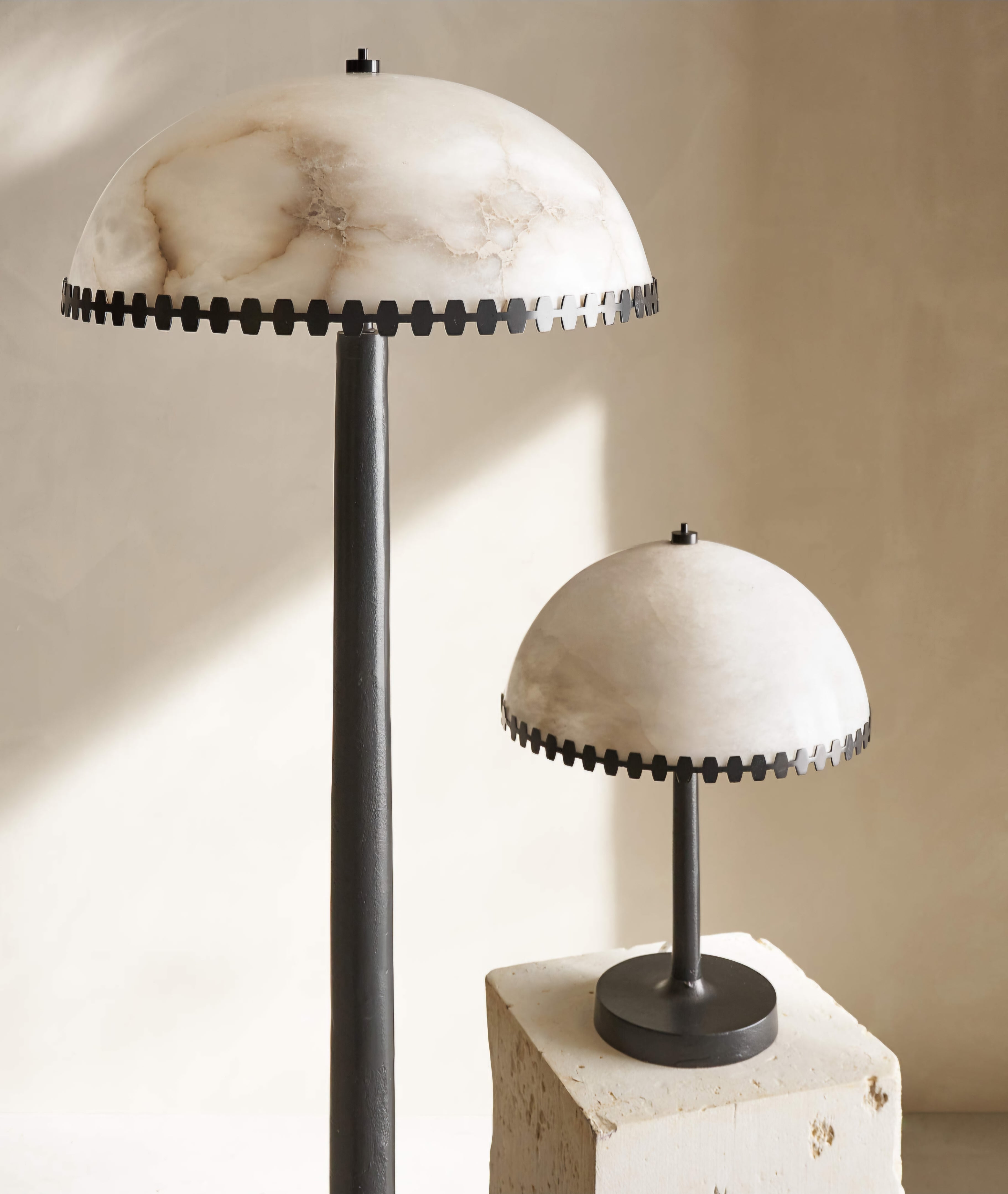 THE ONE × Oceana — Black Metal Floor Lamp with Alabaster Shade