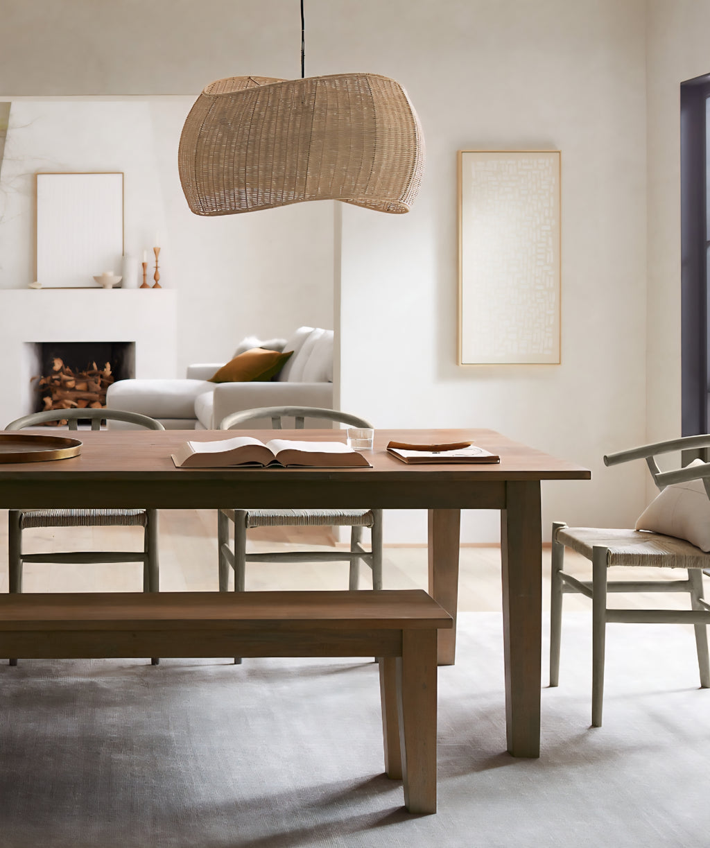 THE ONE × Basque — Weathered Light Brown Solid Wood Dining Table